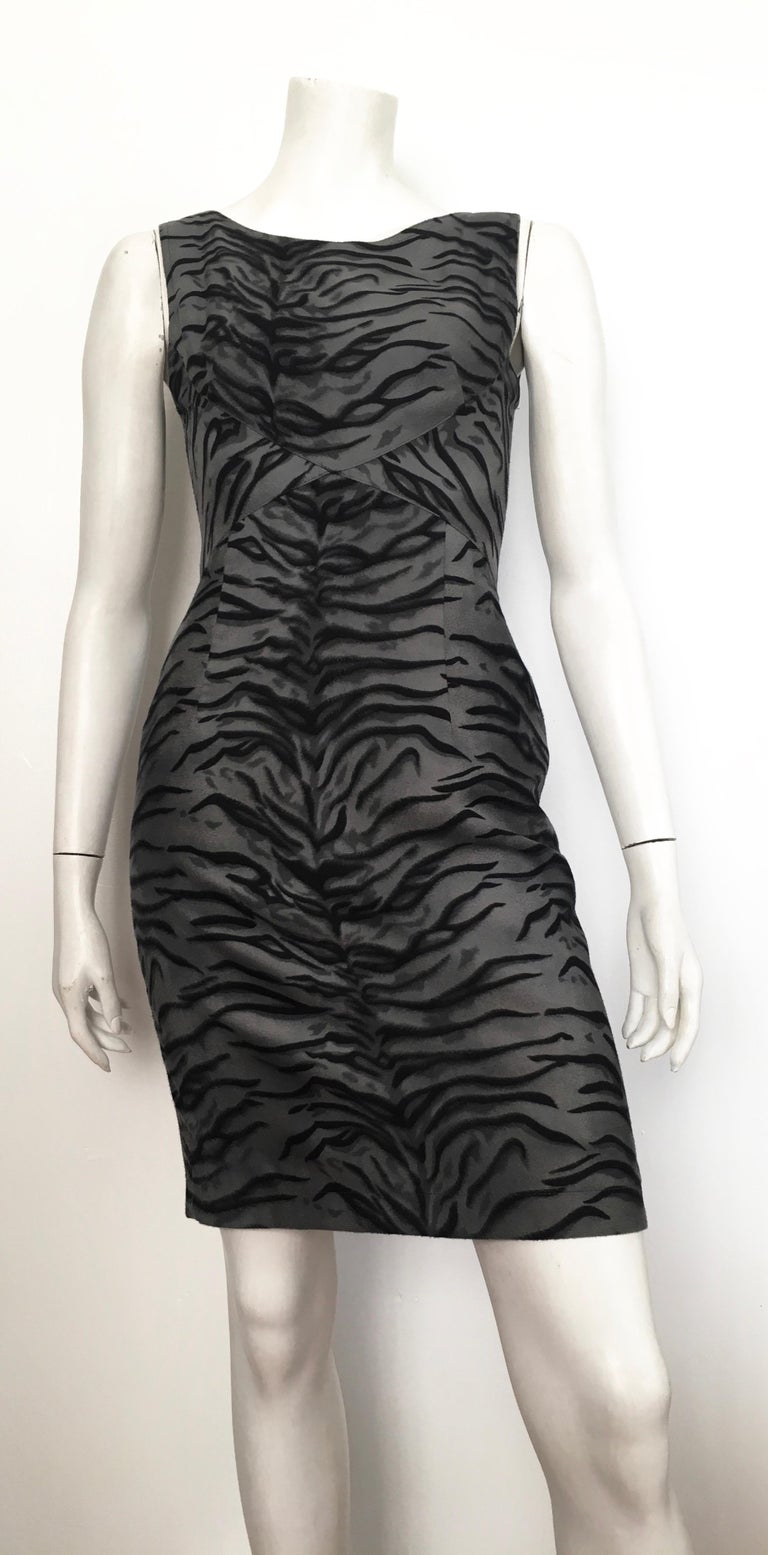 Moschino Gray Tiger Print Sleeveless Dress Size 4. For Sale at 1stDibs