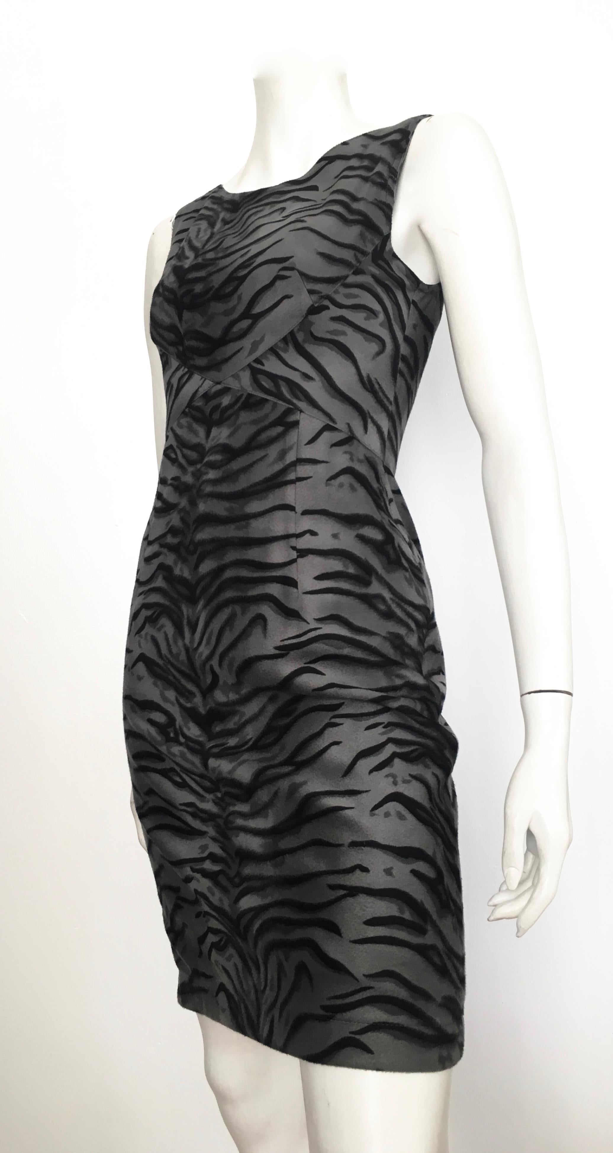 Moschino Gray Tiger Print Sleeveless Dress Size 4. For Sale 10