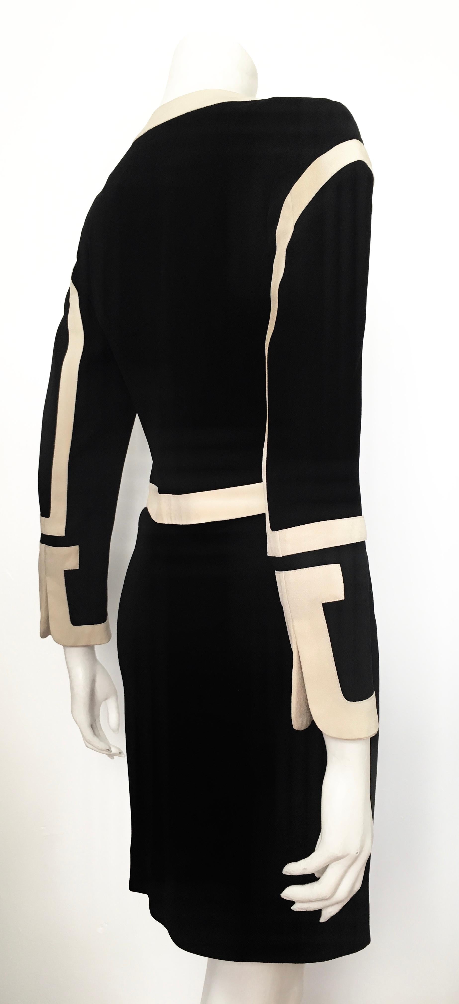 Moschino 1990s Black & Cream Jacket & Skirt Suit Size 4. For Sale 5