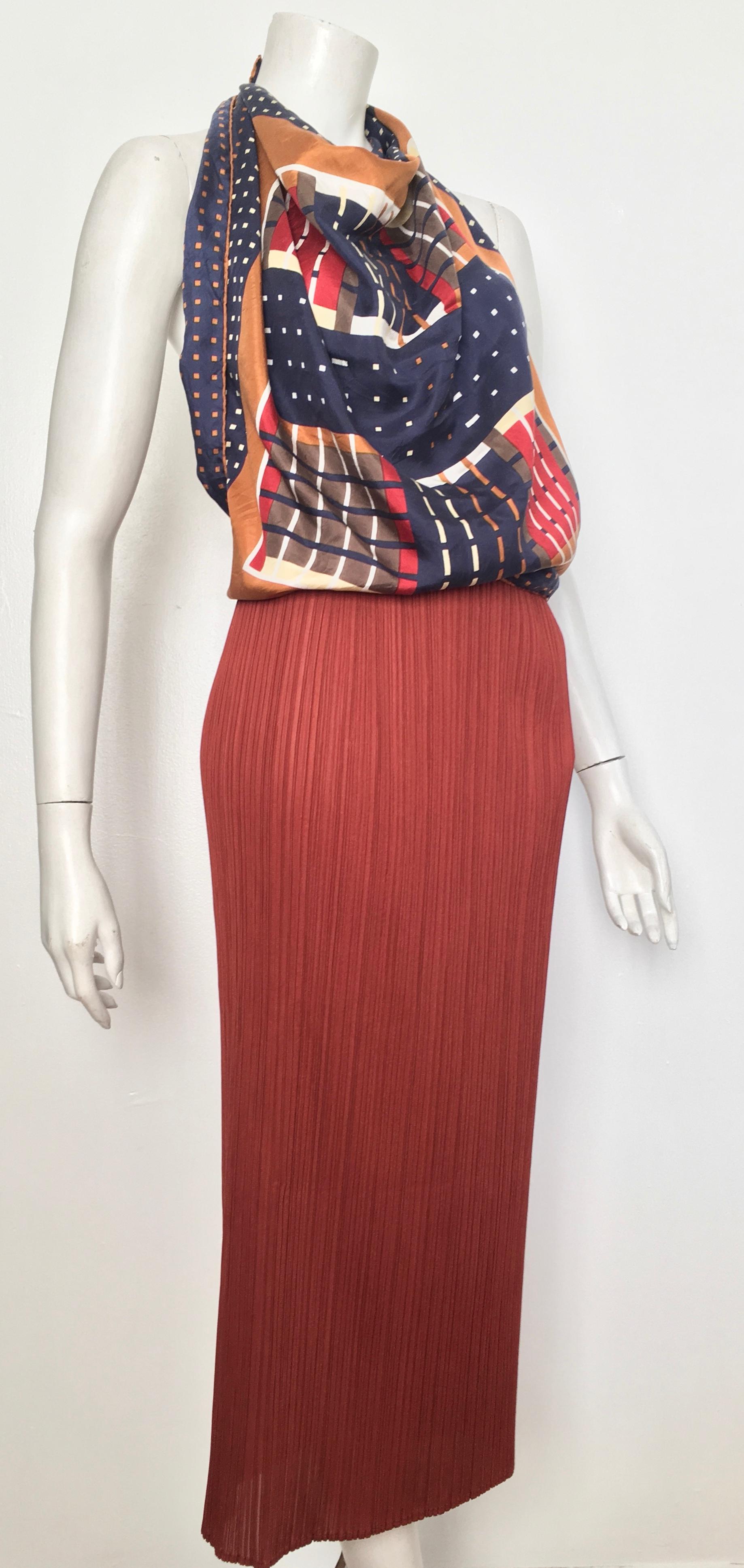 Issey Miyake Pleats Please 1990s Rust Long Skirt Size Small. For Sale 3