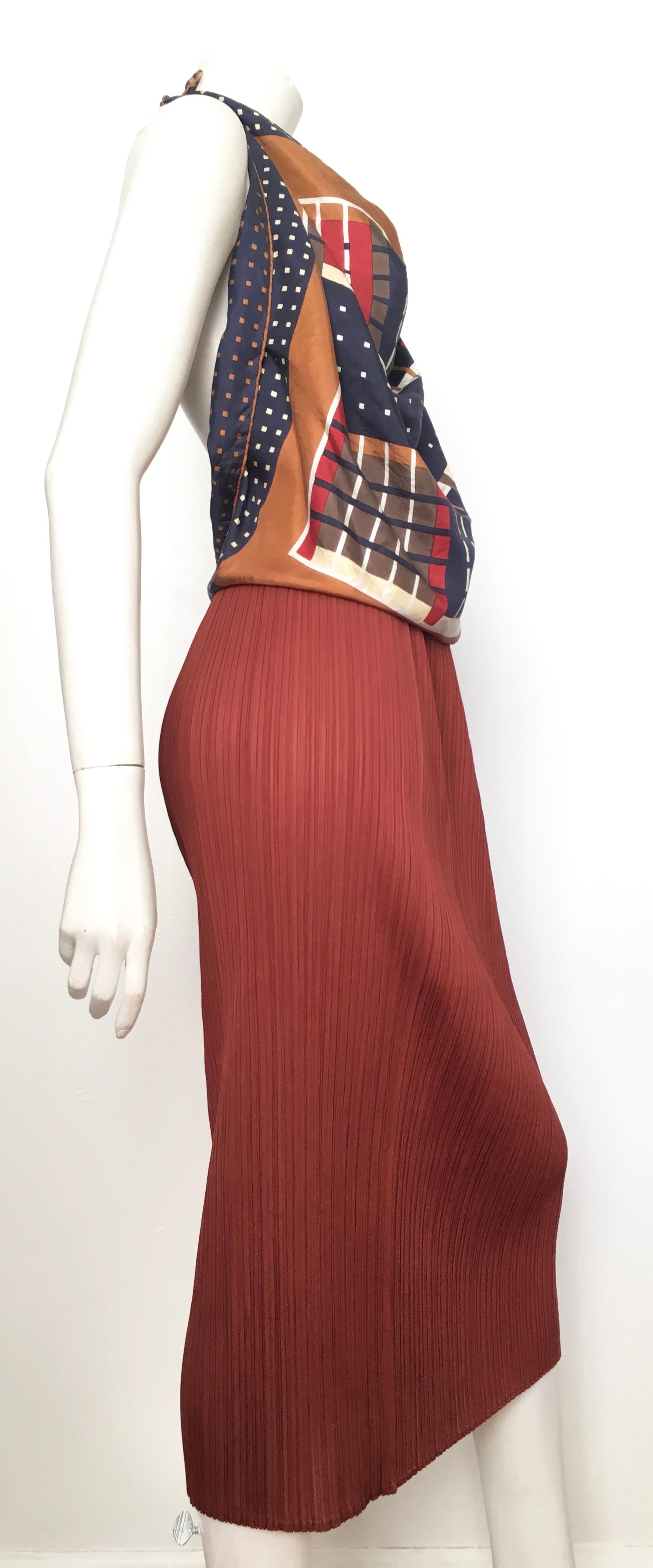 Issey Miyake Pleats Please 1990s Rust Long Skirt Size Small. For Sale 4