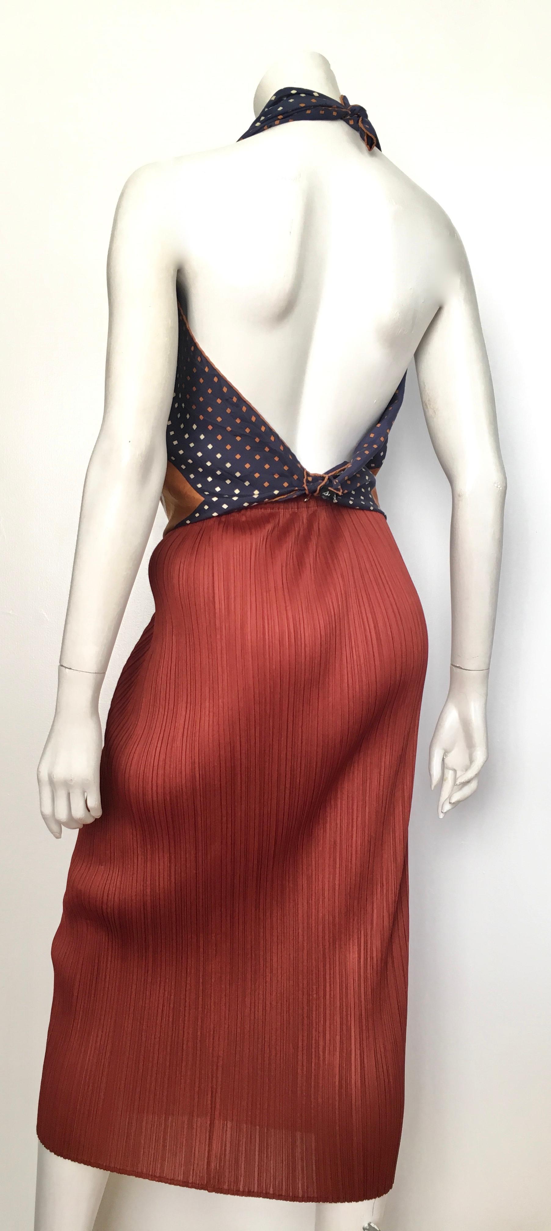 Issey Miyake Pleats Please 1990s Rust Long Skirt Size Small. For Sale 5