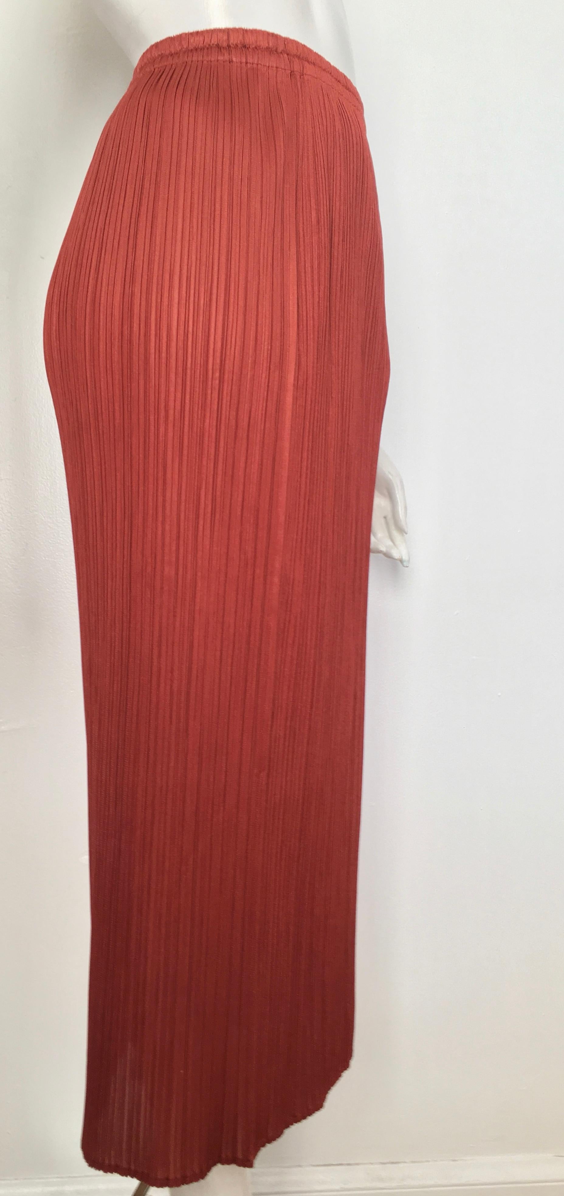 Issey Miyake Pleats Please 1990s Rust Long Skirt Size Small. For Sale 7