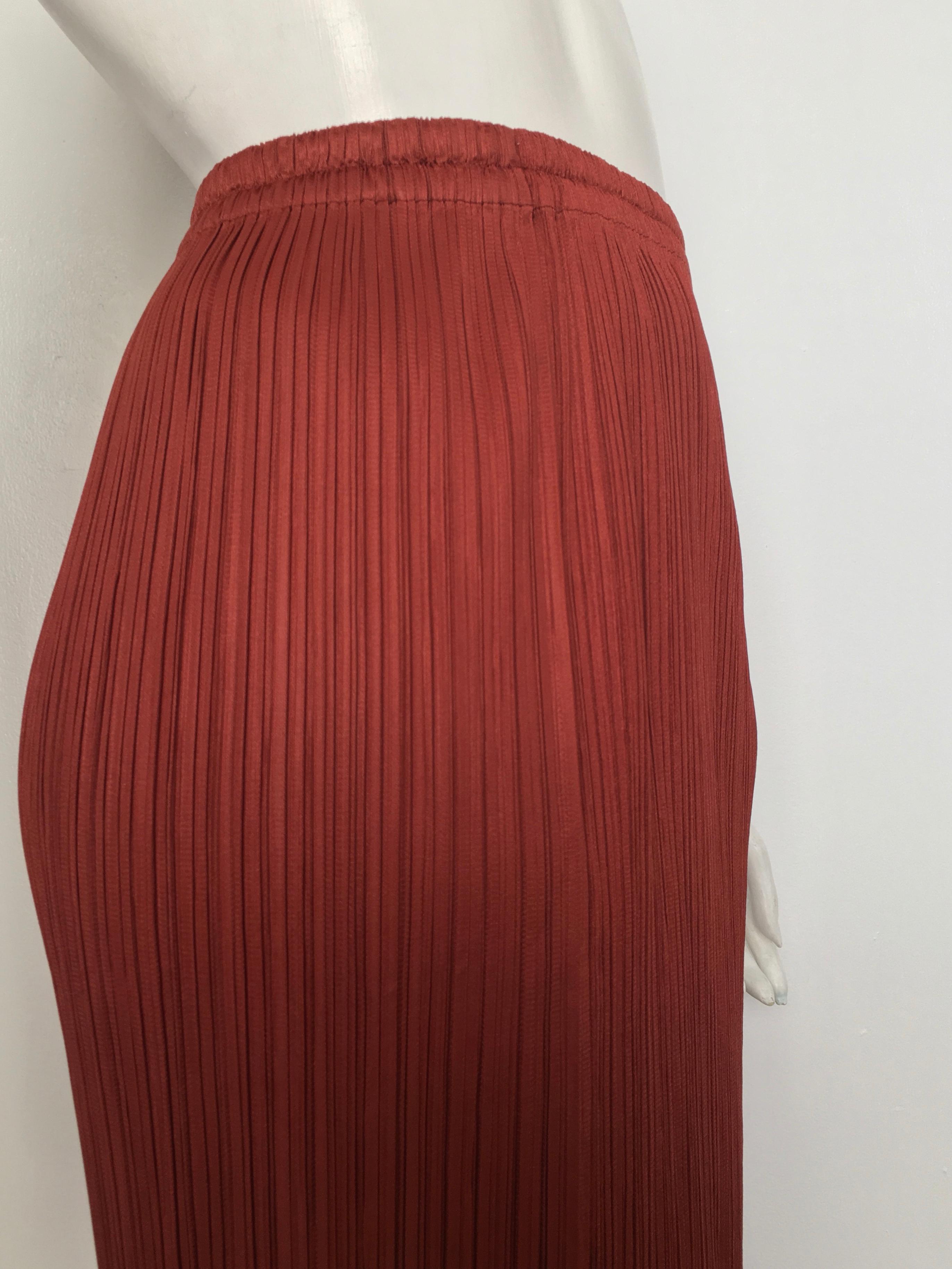 Issey Miyake Pleats Please 1990s Rust Long Skirt Size Small. For Sale 8