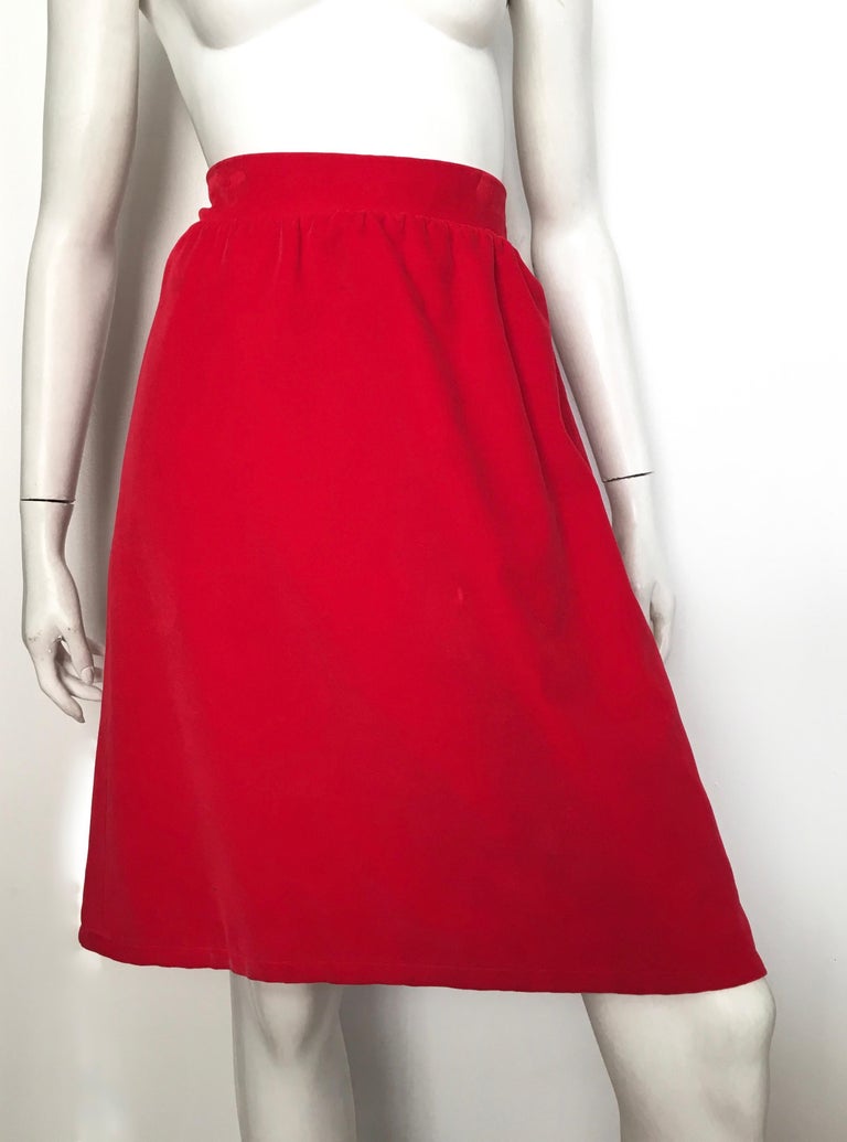 Courreges Paris 1980s Red Cotton Velvet Skirt Size 8 / 10. For Sale at ...