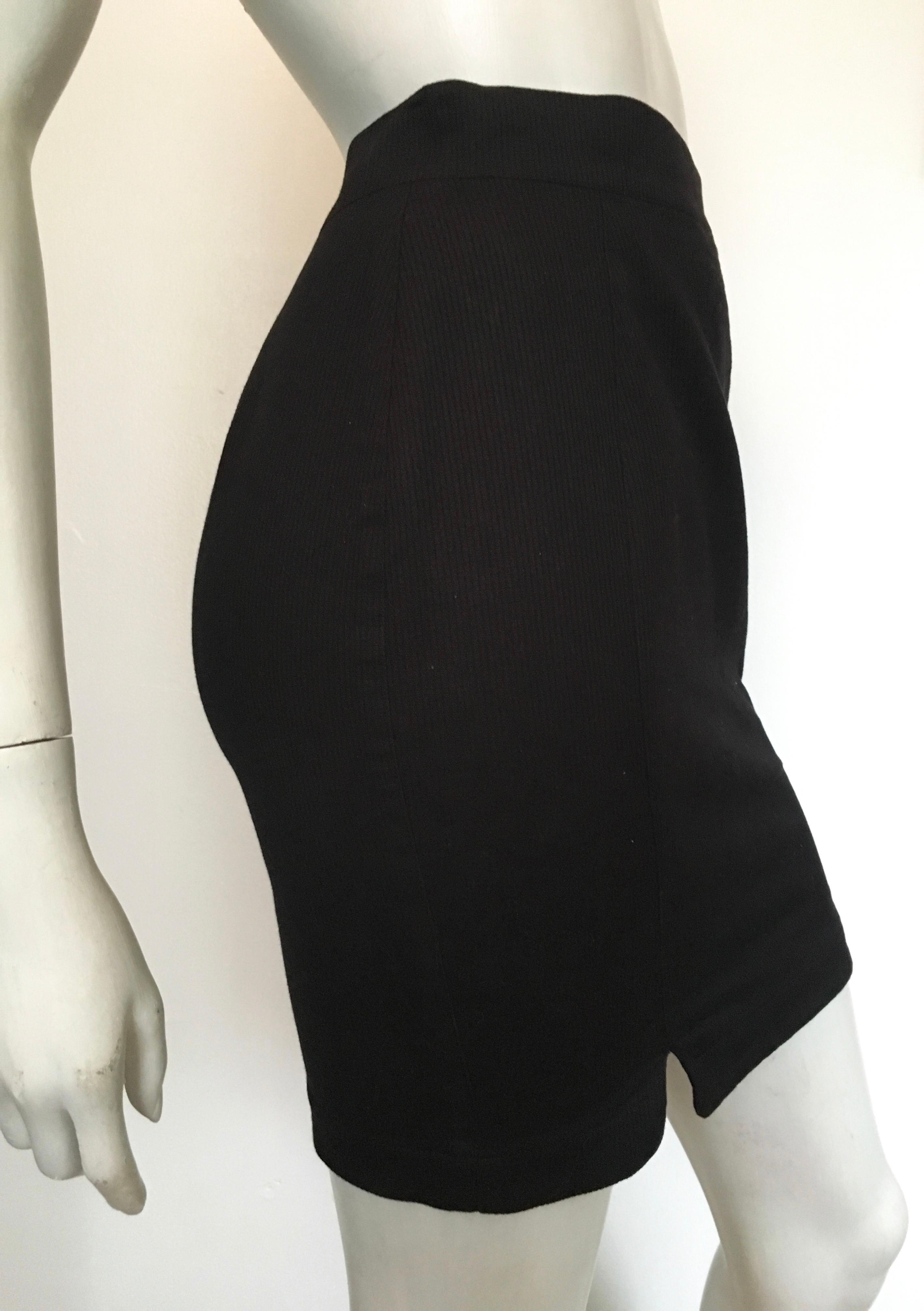 Thierry Mugler 1990s Black Cotton Short Skirt Size 2. For Sale 1