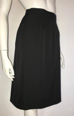 Guy Laroche 1980s Black Wool Long Skirt Size 6.