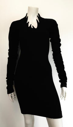 Romeo Gigli 1990 Black Wool Sexy Dress Size 4.