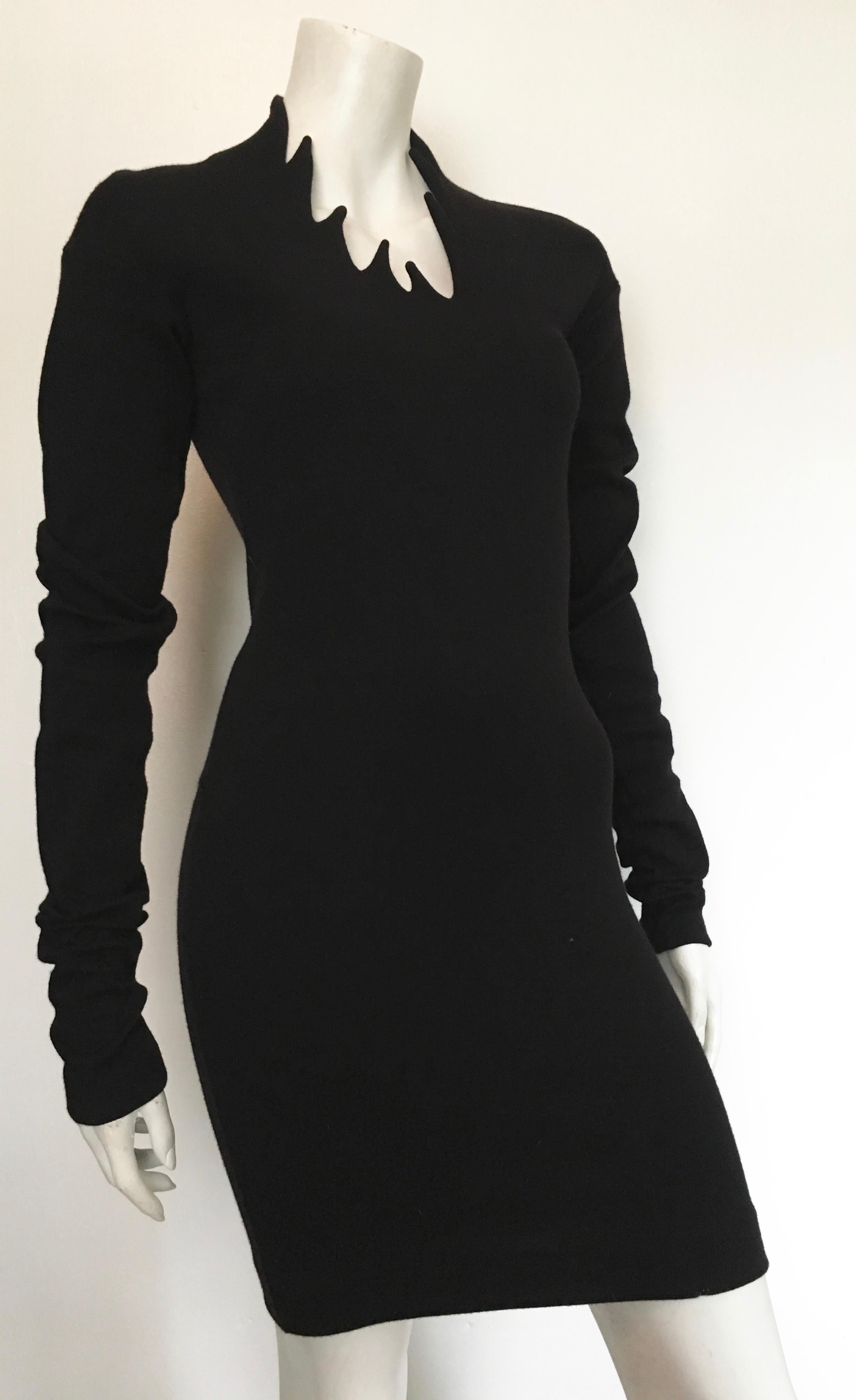 Romeo Gigli 1990 Black Wool Sexy Dress Size 4. For Sale 1