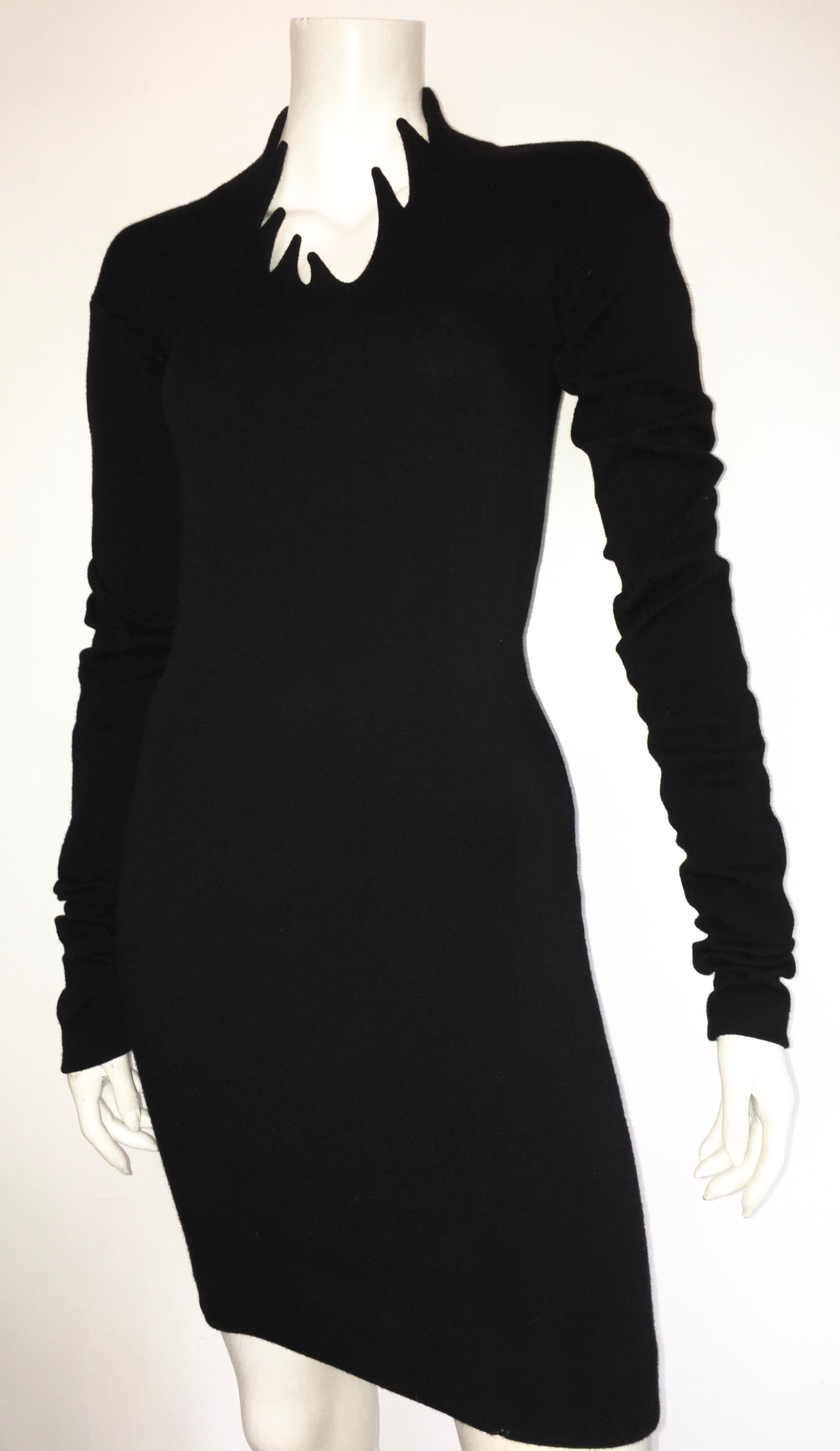 Romeo Gigli 1990 Black Wool Sexy Dress Size 4. For Sale 2