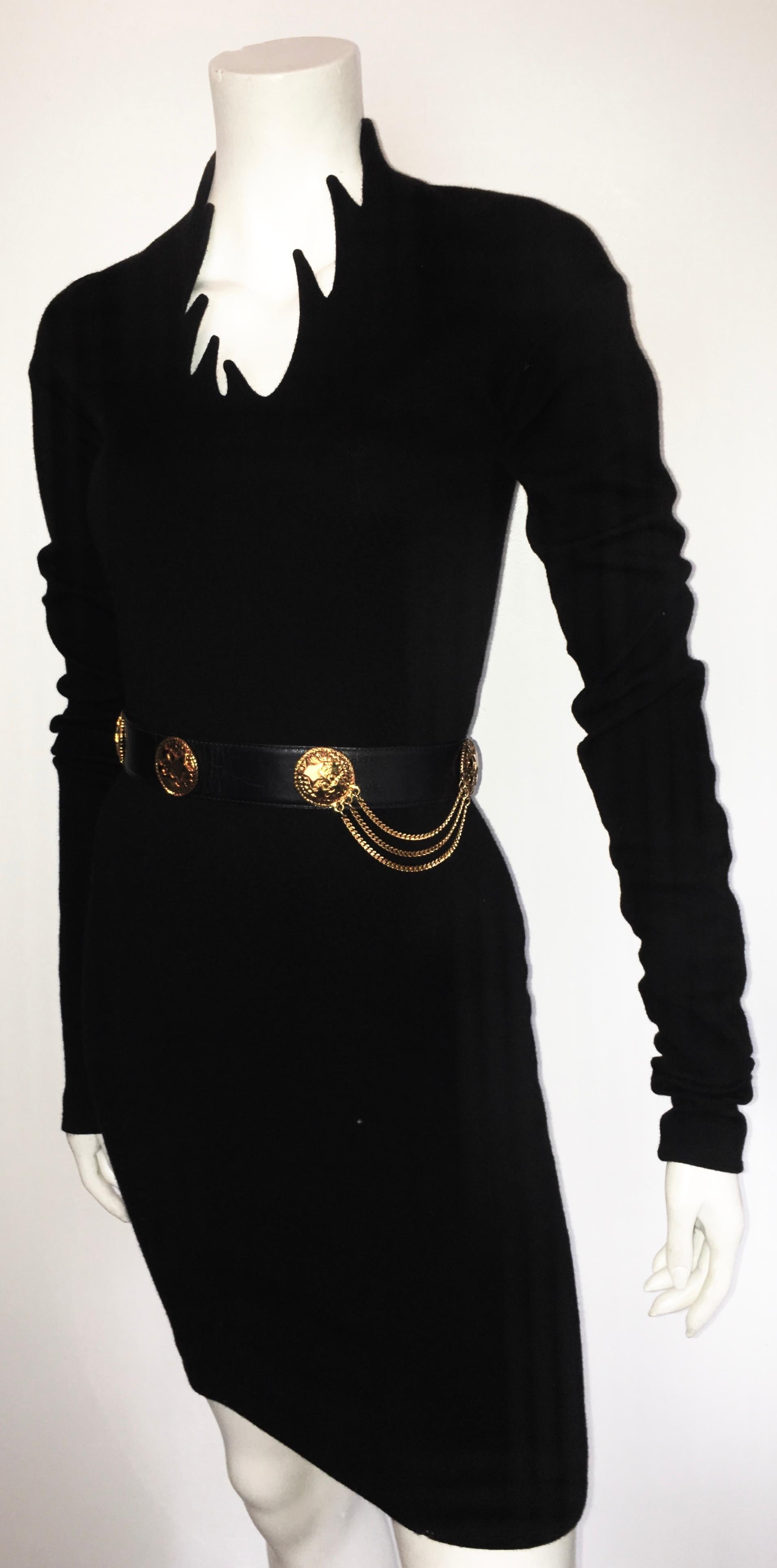 Romeo Gigli 1990 Black Wool Sexy Dress Size 4. For Sale 9