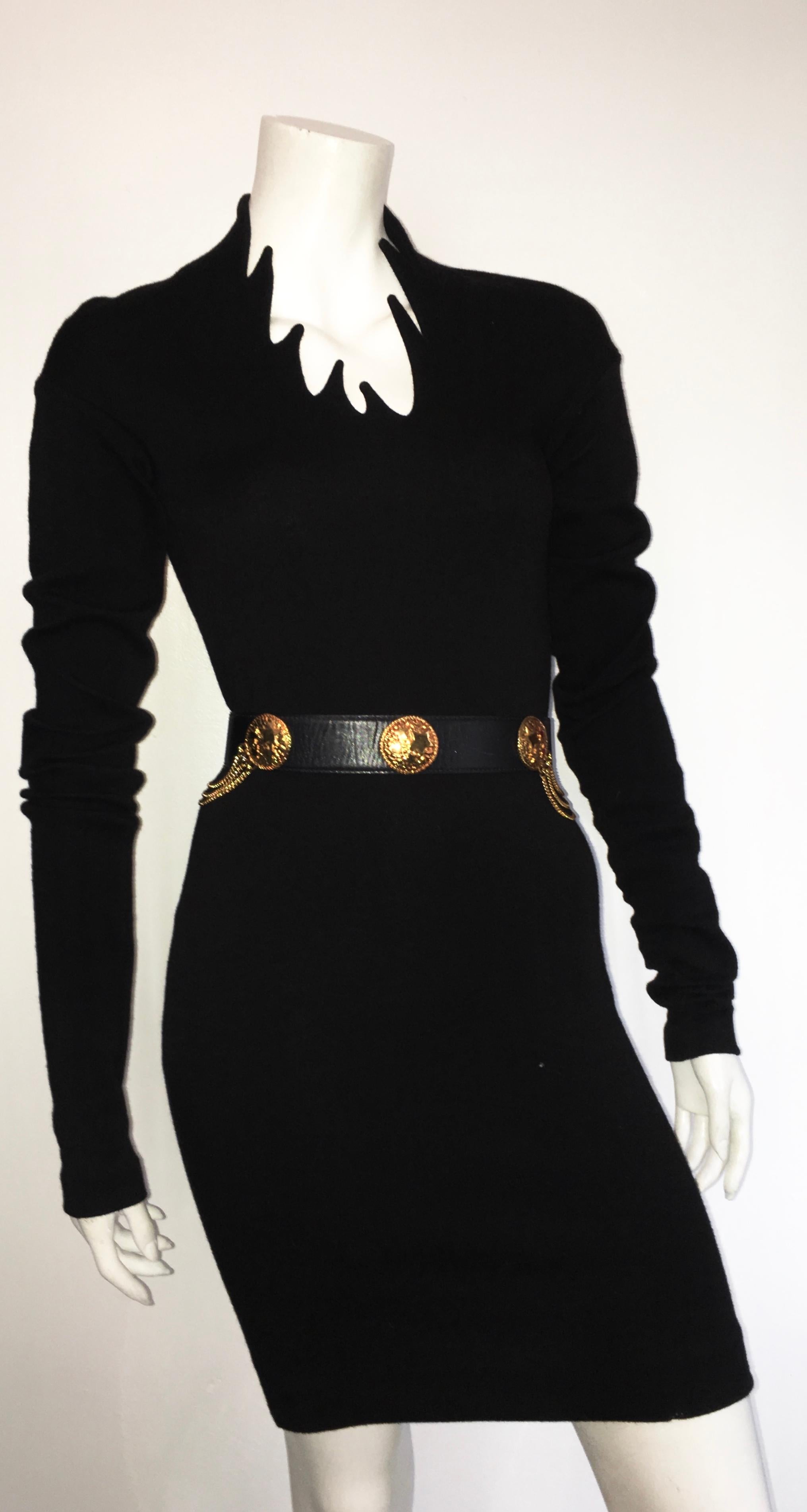 Romeo Gigli 1990 Black Wool Sexy Dress Size 4. For Sale 10