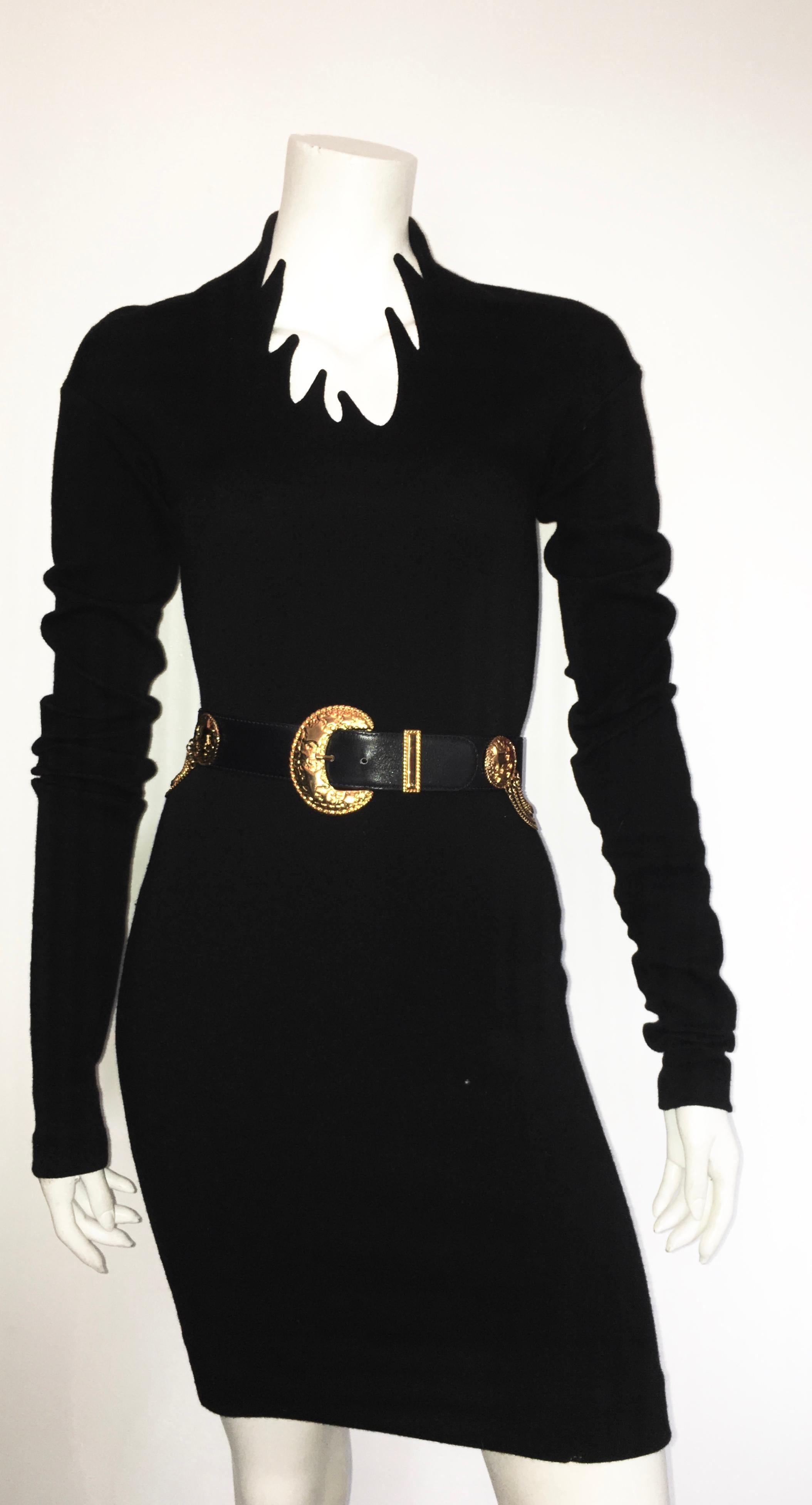 Romeo Gigli 1990 Black Wool Sexy Dress Size 4. For Sale 12