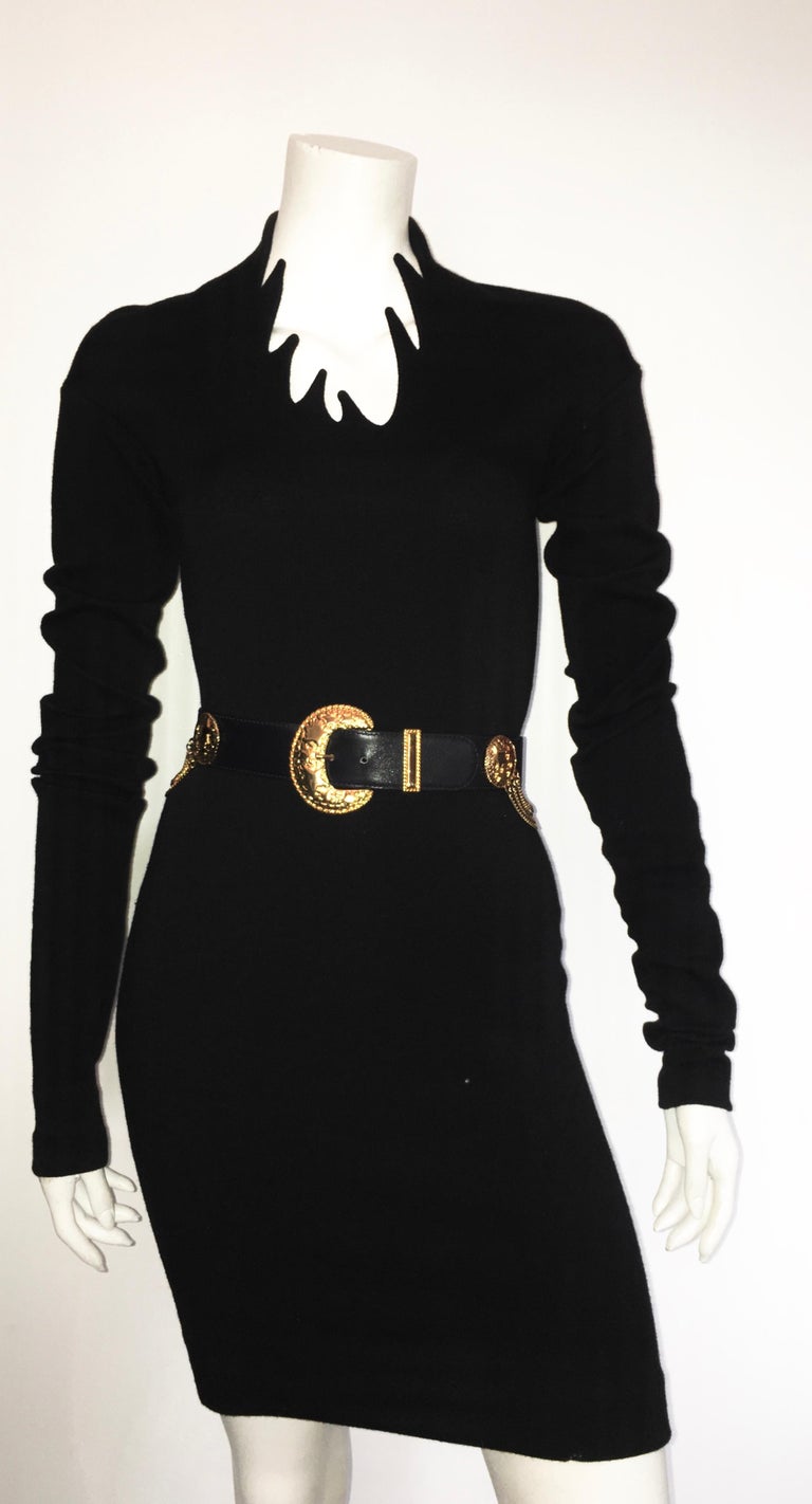 Romeo Gigli 1990 Black Wool Sexy Dress Size 4. For Sale at 1stDibs