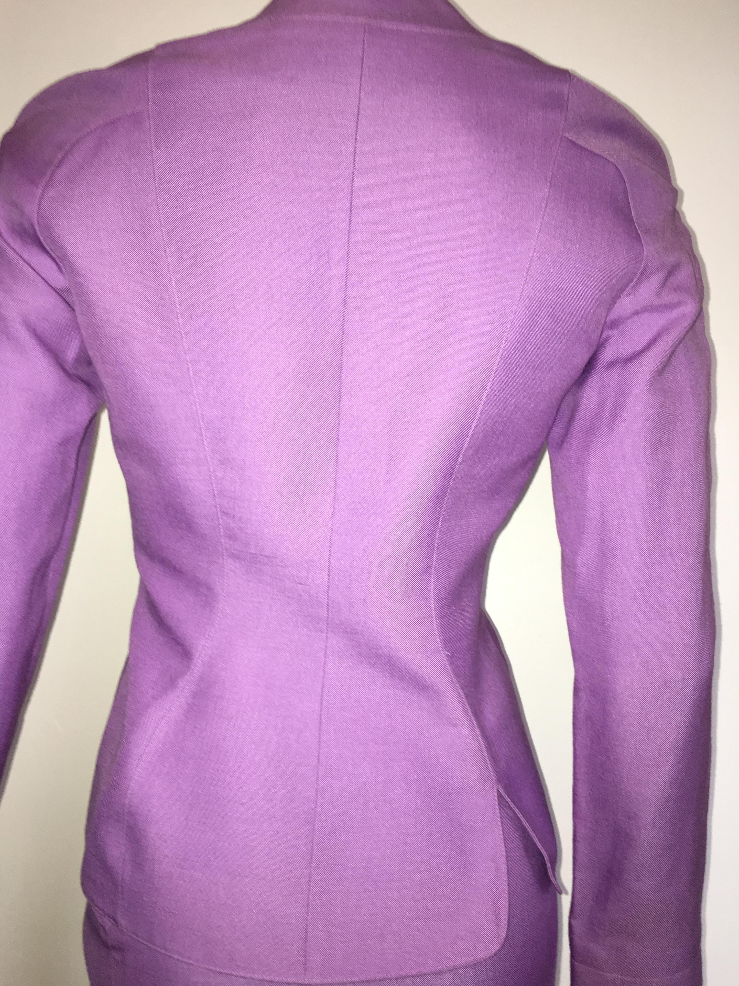 Thierry Mugler 1990s Lilac Linen Jacket & Skirt set Size 4.  For Sale 1