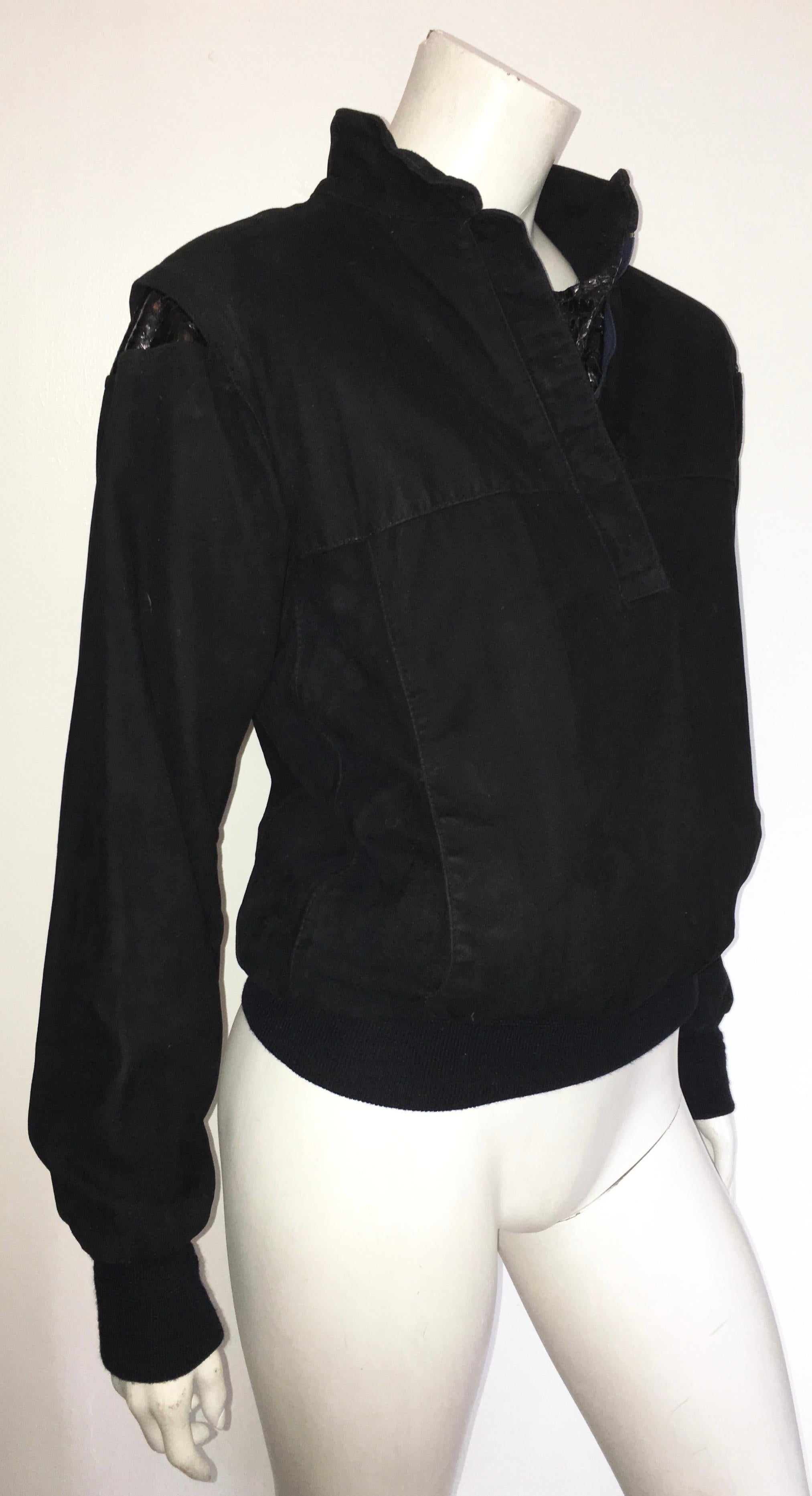 Valentino 1980s Black Pullover Jacket Size 8. For Sale 2