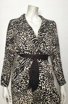 Geoffrey Beene for Lillie Rubin 1980 Animal Print Silk Dress Size 6.