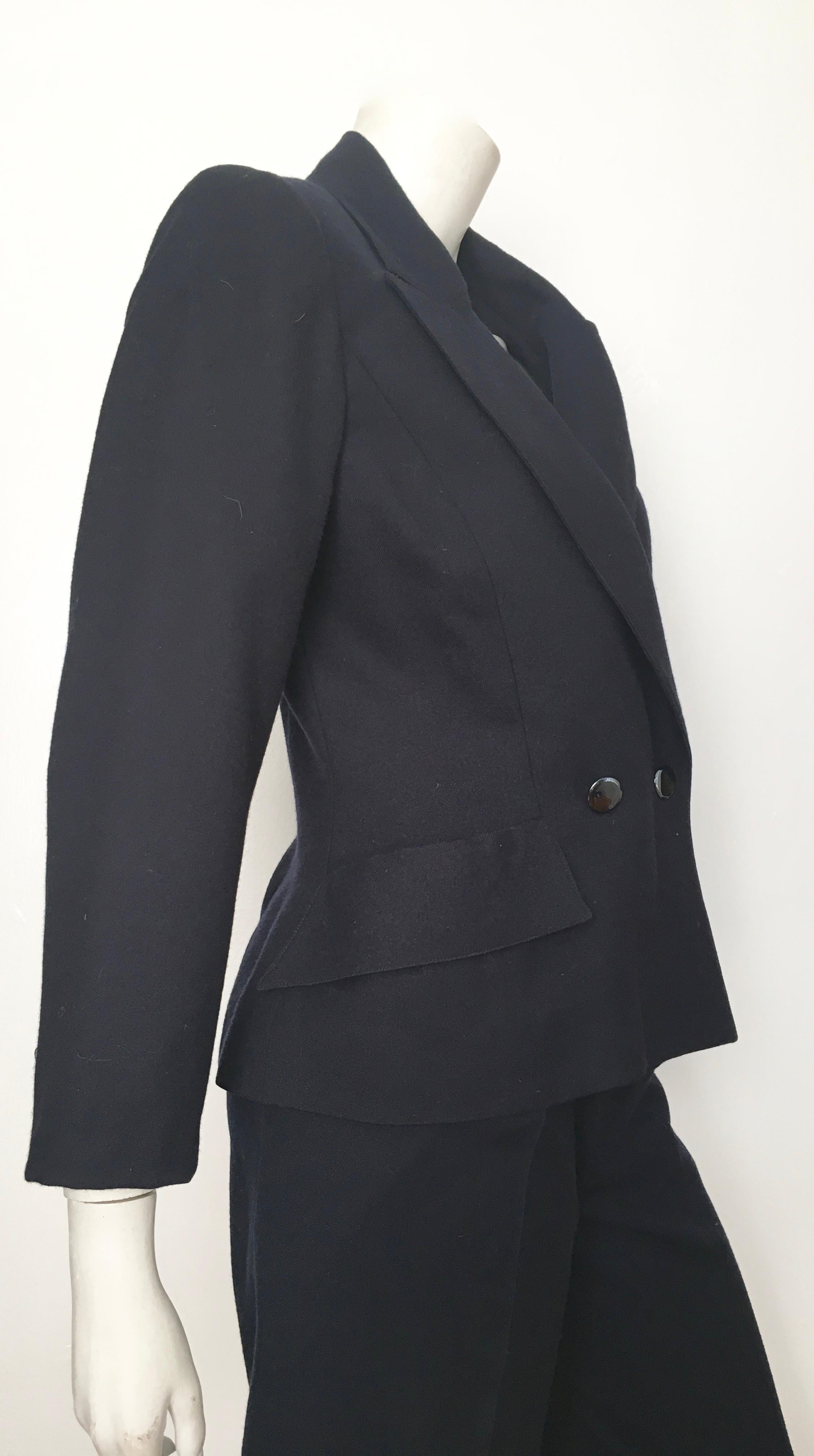 Women's or Men's Chloe 1980s Navy Wool Pant Suit Size 4. For Sale