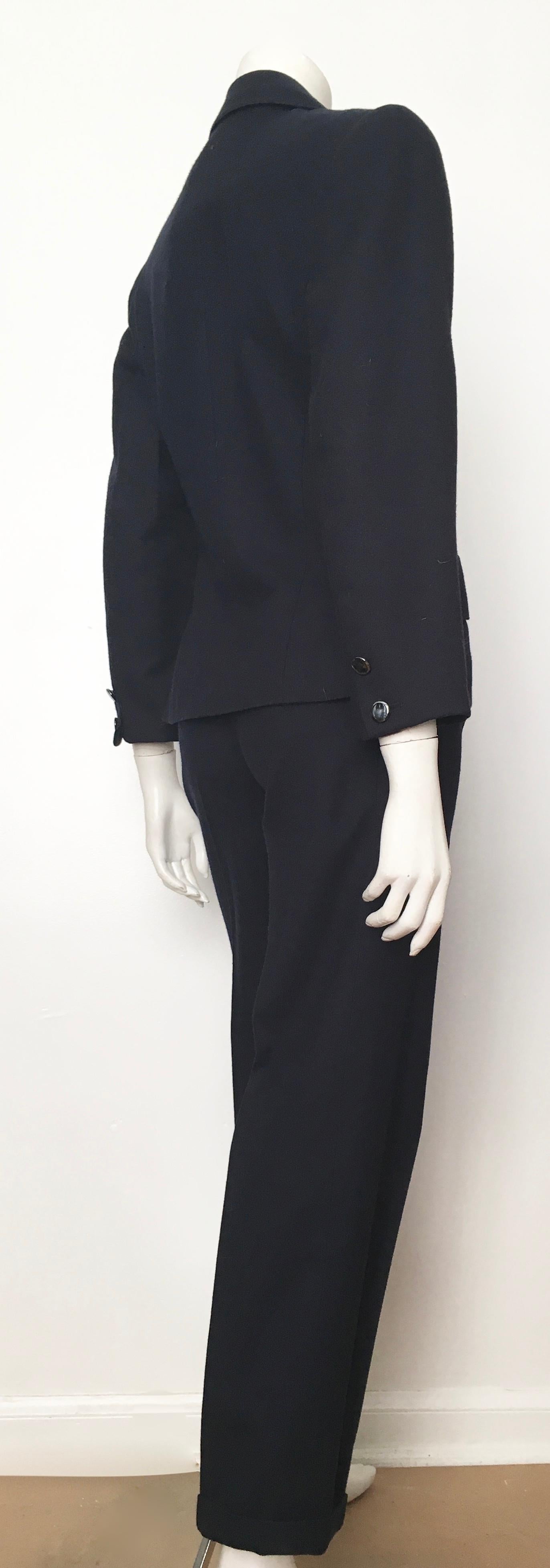 Chloe 1980s Navy Wool Pant Suit Size 4. For Sale 1