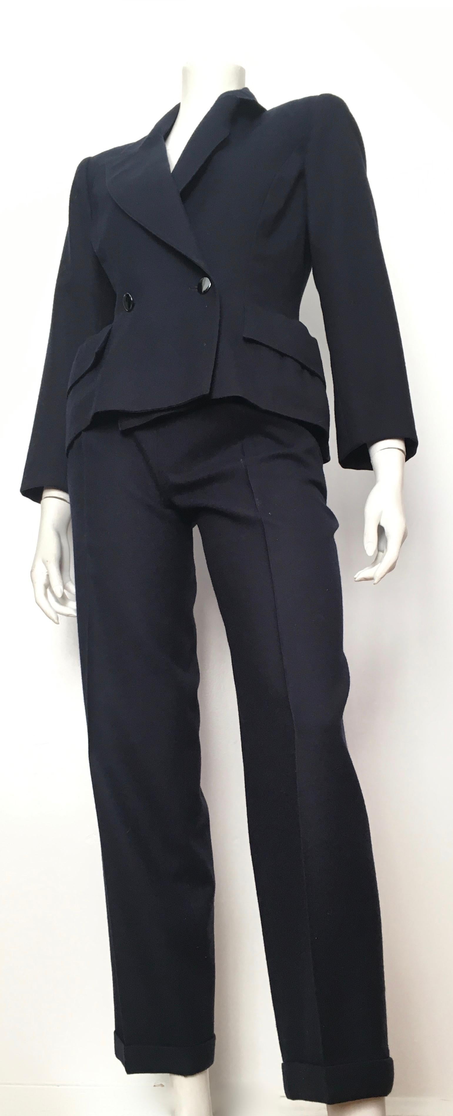 Chloe 1980s Navy Wool Pant Suit Size 4. For Sale 6