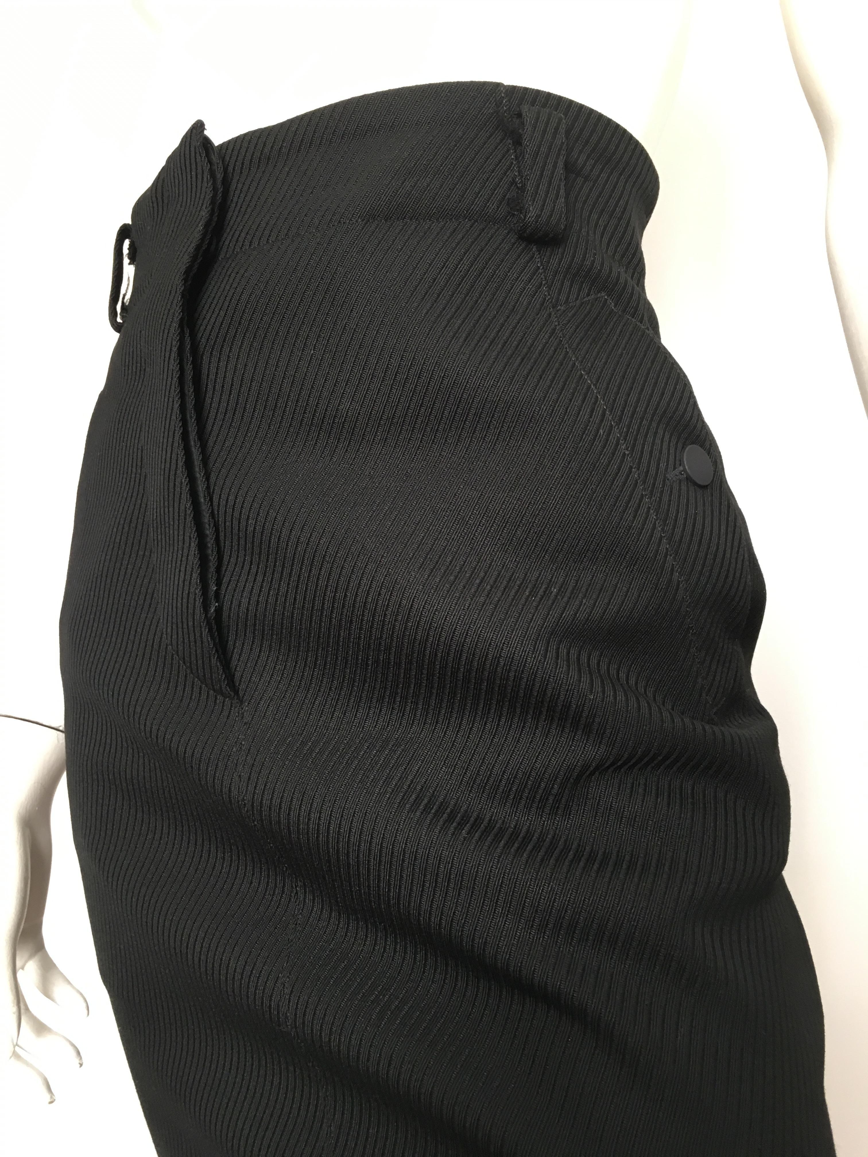 Azzedine Alaia 1980s Black Pencil Skirt with Pockets Size 4. 7