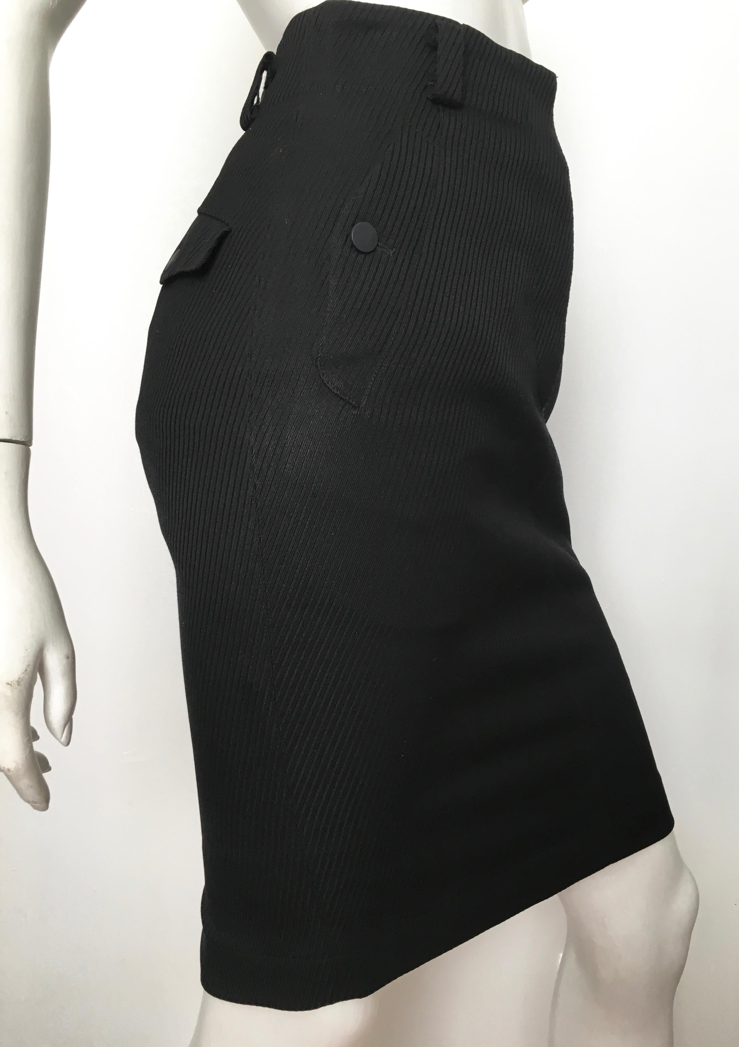 Women's or Men's Azzedine Alaia 1980s Black Pencil Skirt with Pockets Size 4.
