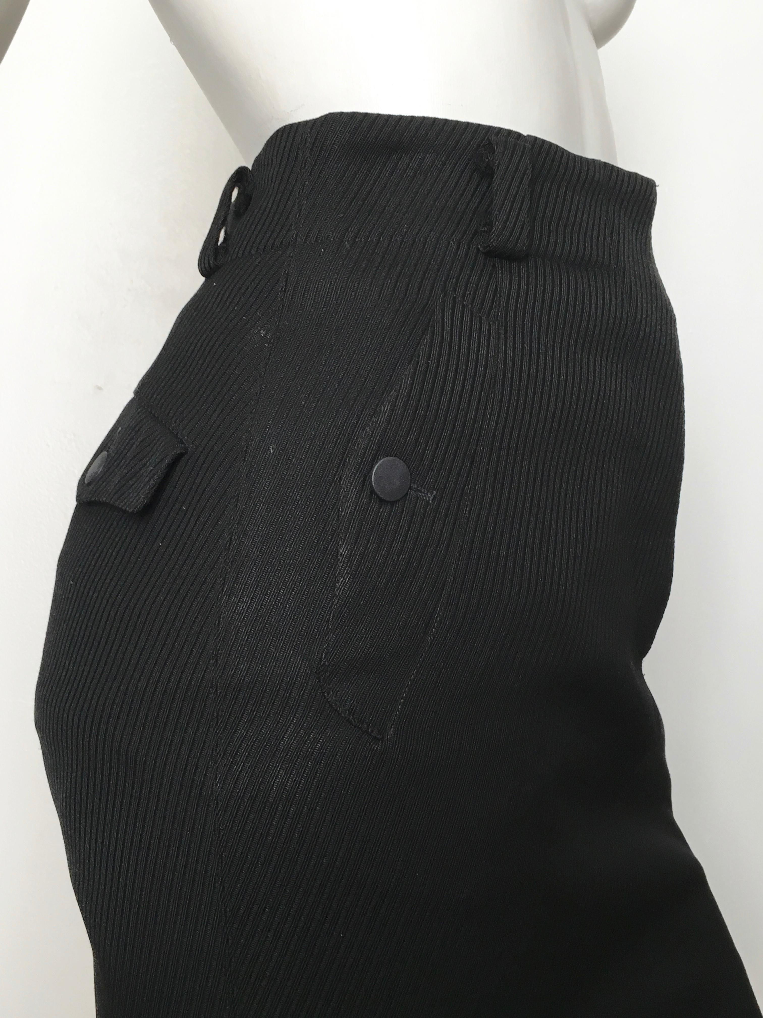 Azzedine Alaia 1980s Black Pencil Skirt with Pockets Size 4. 1