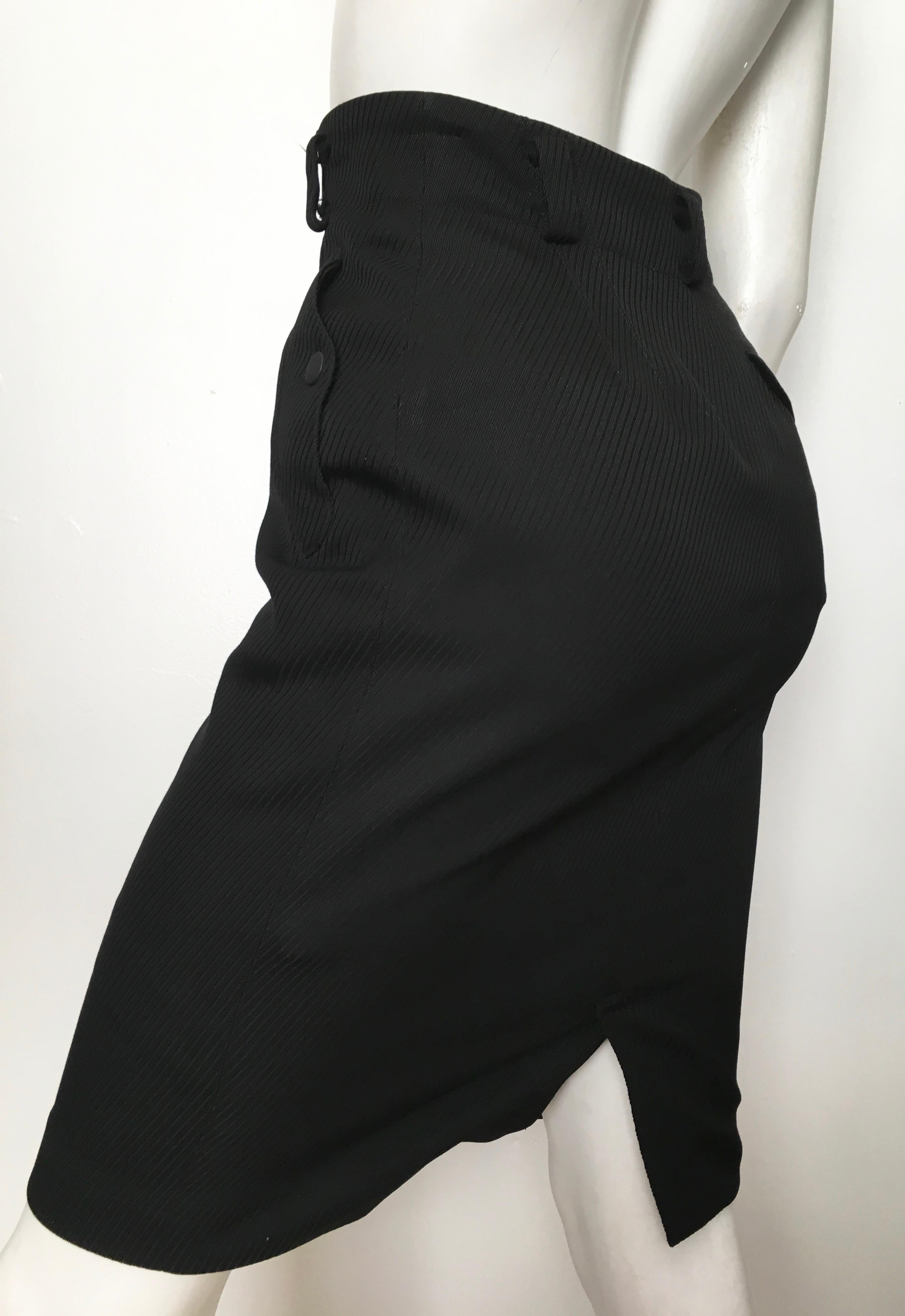 Azzedine Alaia 1980s Black Pencil Skirt with Pockets Size 4. 4