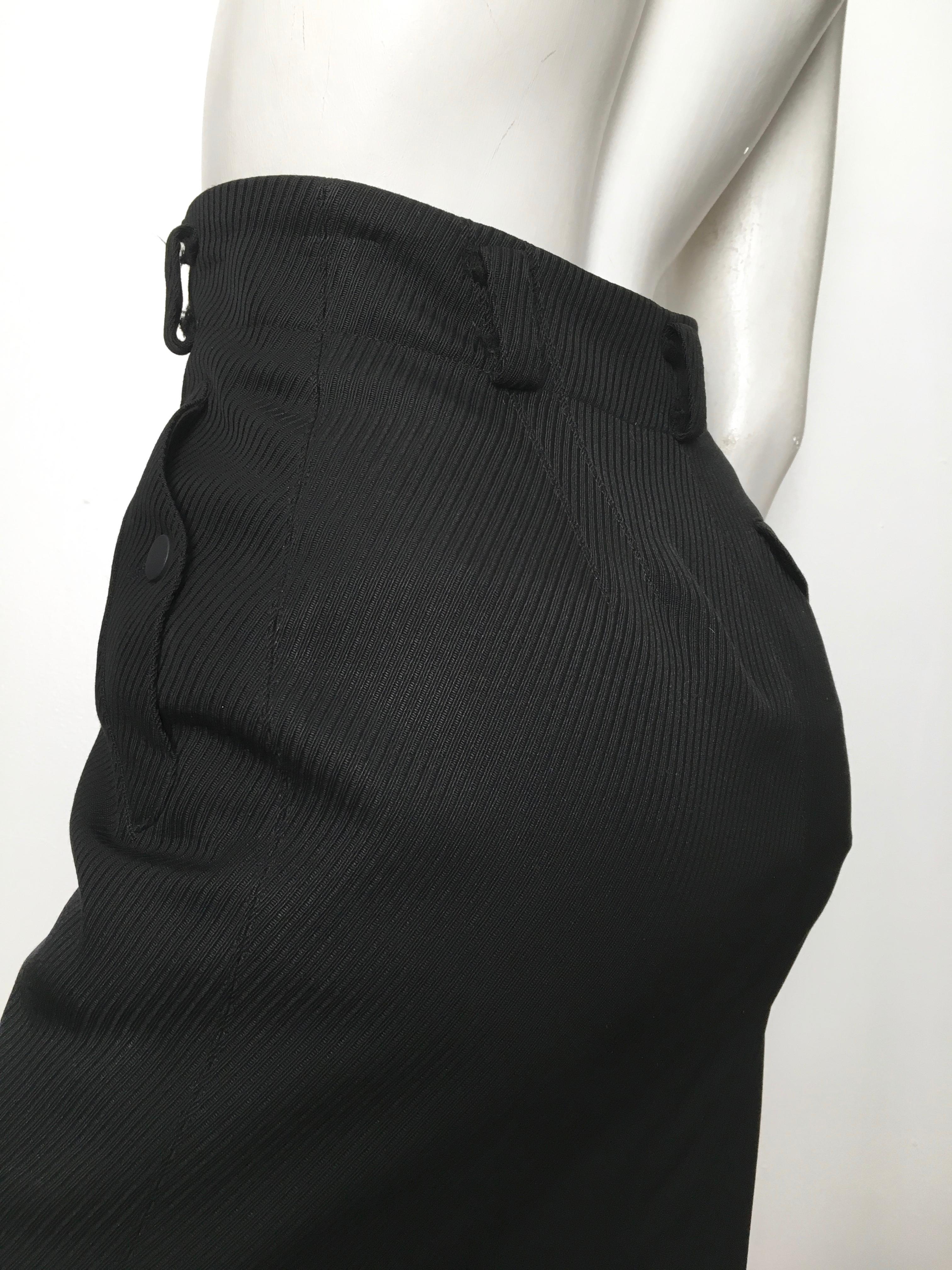 Azzedine Alaia 1980s Black Pencil Skirt with Pockets Size 4. 5