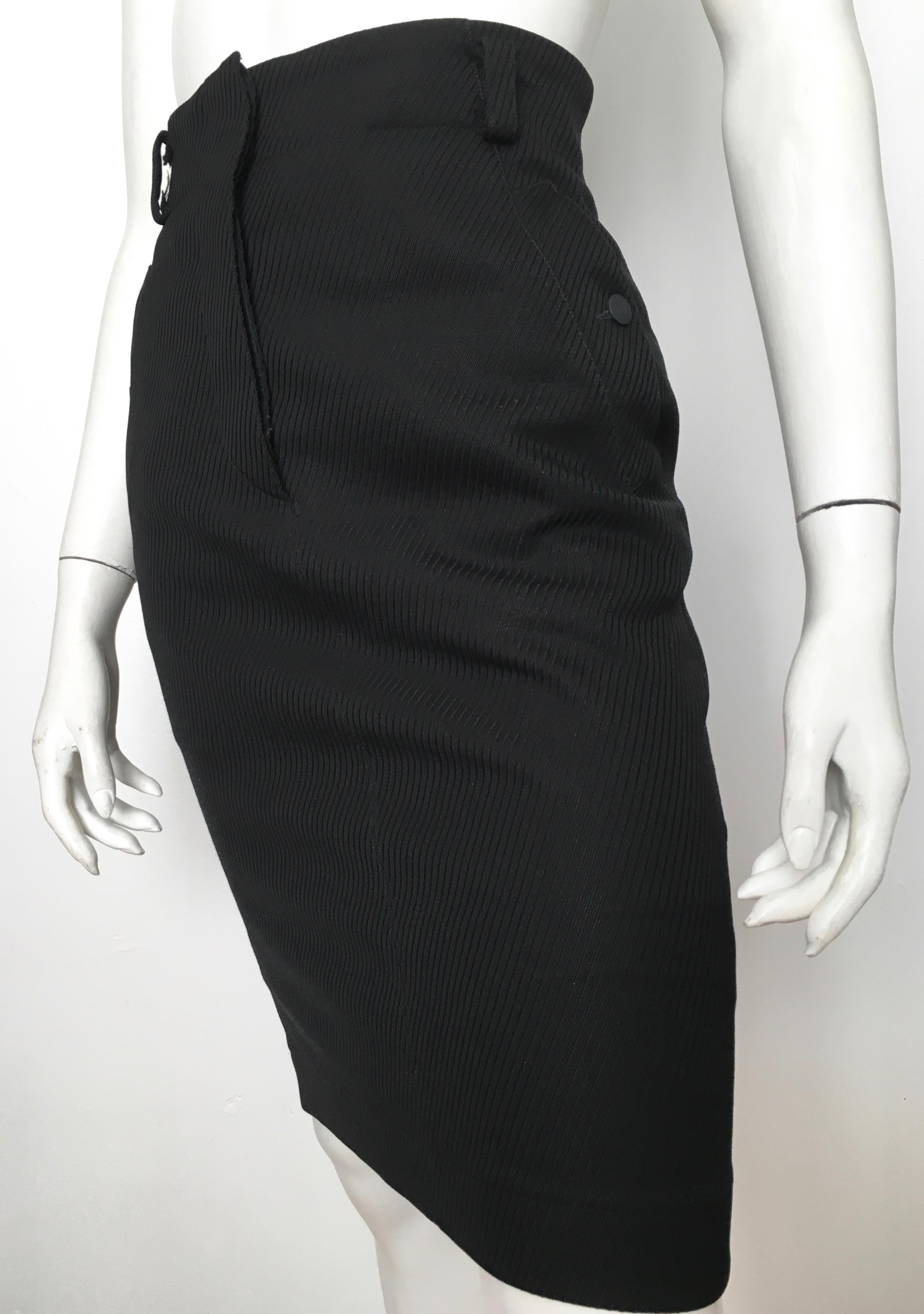 Azzedine Alaia 1980s Black Pencil Skirt with Pockets Size 4. 6