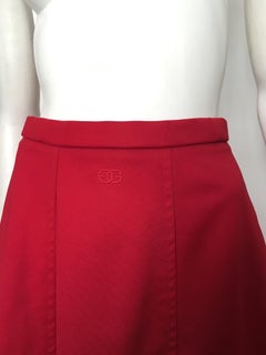 Givenchy 1970s Red Long A-Line Skirt Size 6.