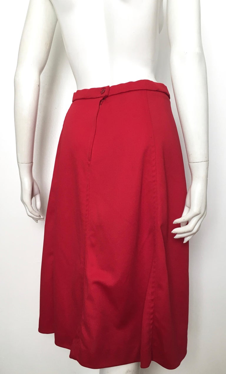 Givenchy 1970s Red Long A-Line Skirt Size 6. For Sale at 1stDibs