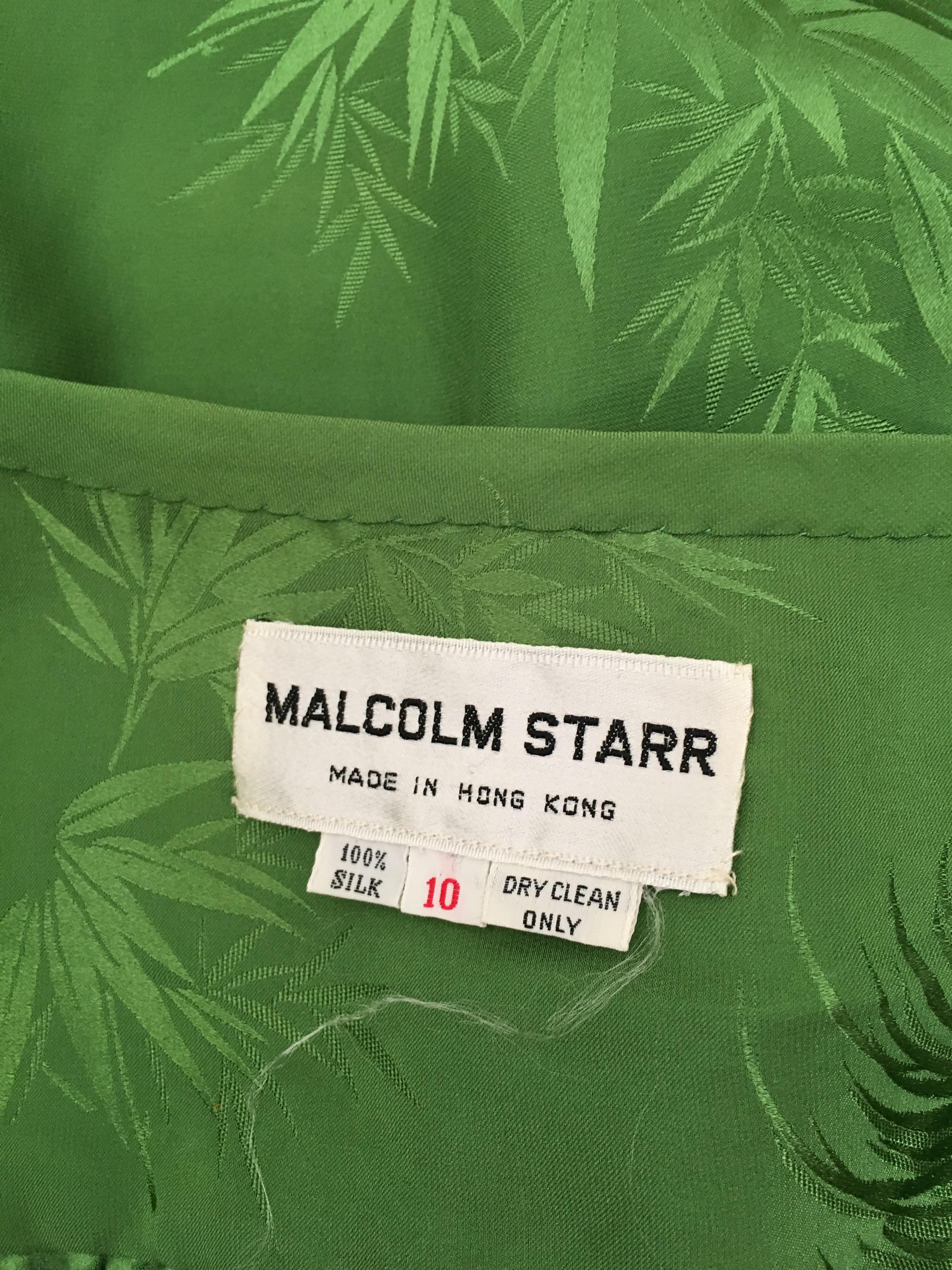 Malcolm Starr 1970s Green Silk Long Sleeve Blouse Size 6/8. For Sale 10