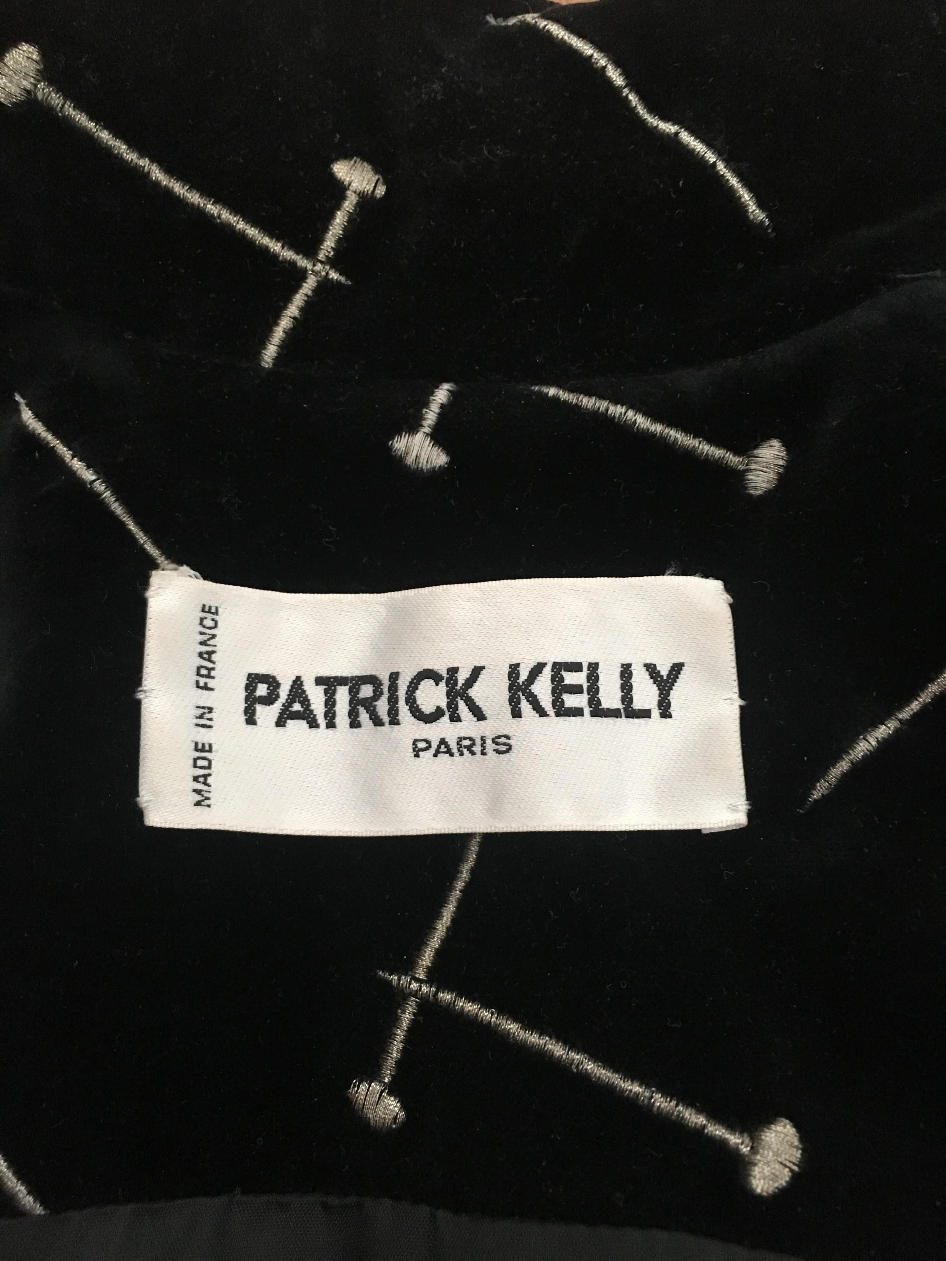 Patrick Kelly 1988 Black Velvet 'Nail' Skirt Suit Size 4. For Sale 15