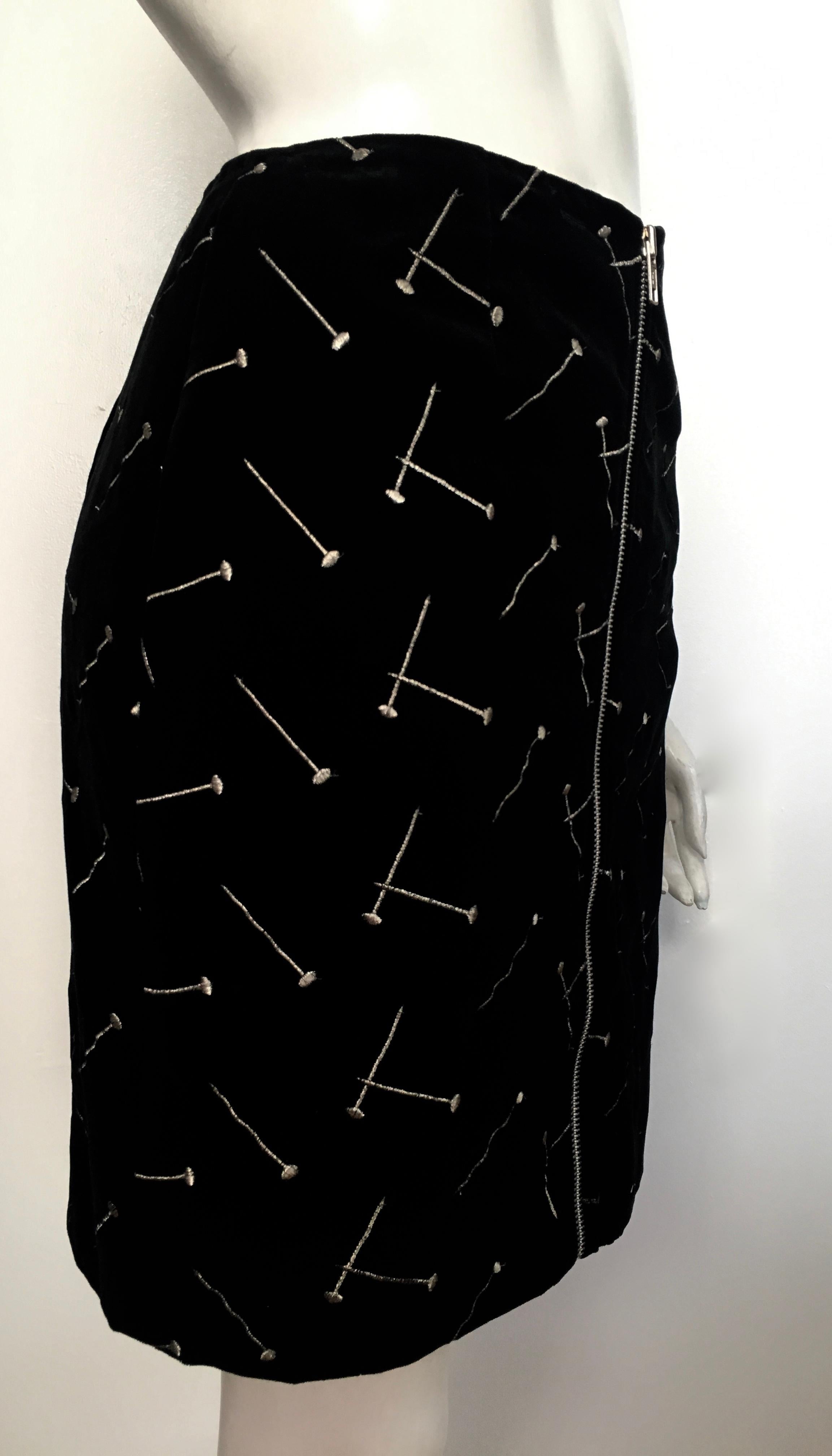 Patrick Kelly 1988 Black Velvet 'Nail' Skirt Suit Size 4. For Sale 10