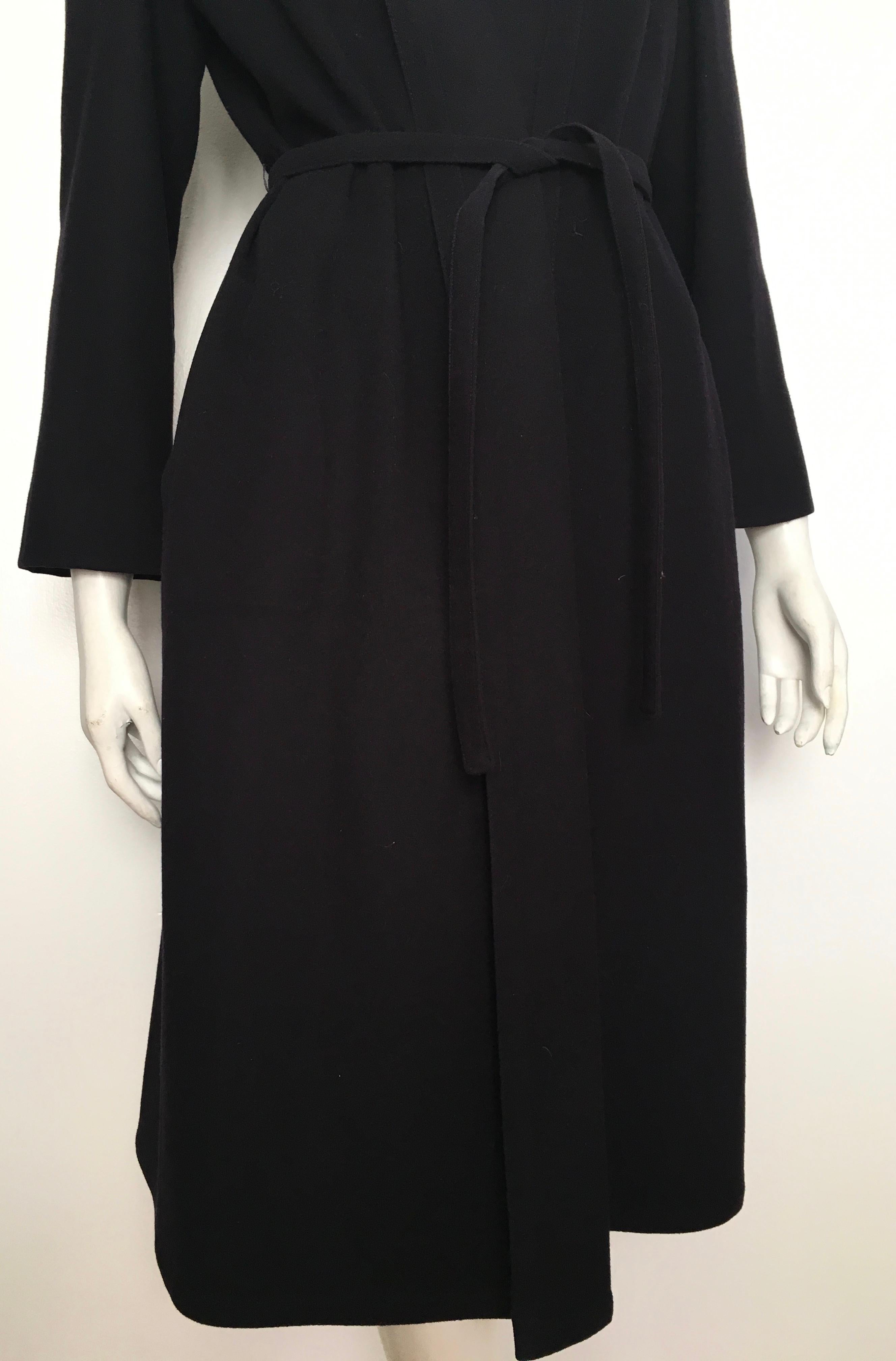 Black Jean-Louis Scherrer 1980s Navy Wool Light Weight Coat with Pockets Size 6 / 8.  For Sale