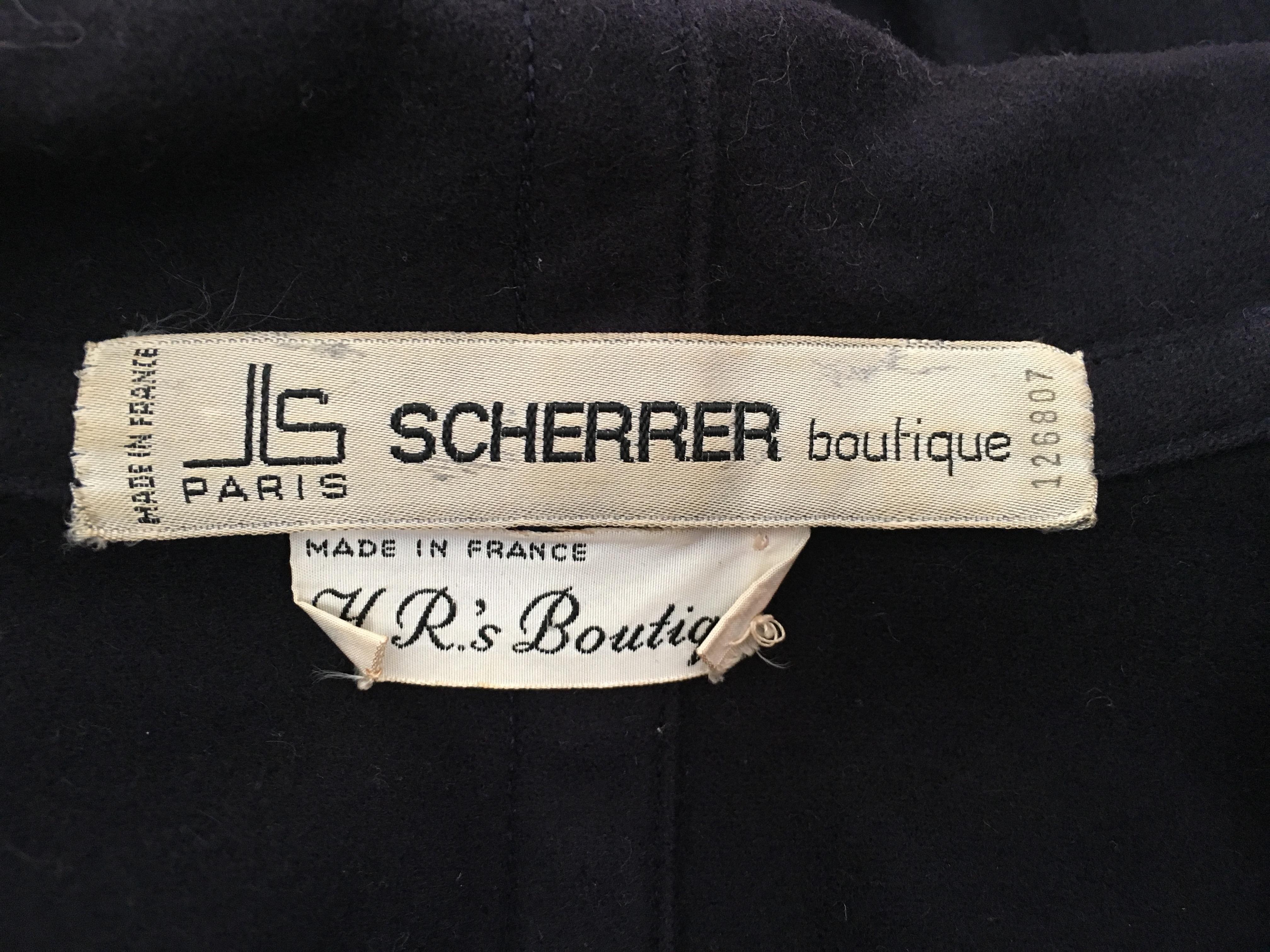 Jean-Louis Scherrer 1980s Navy Wool Light Weight Coat with Pockets Size 6 / 8.  For Sale 9