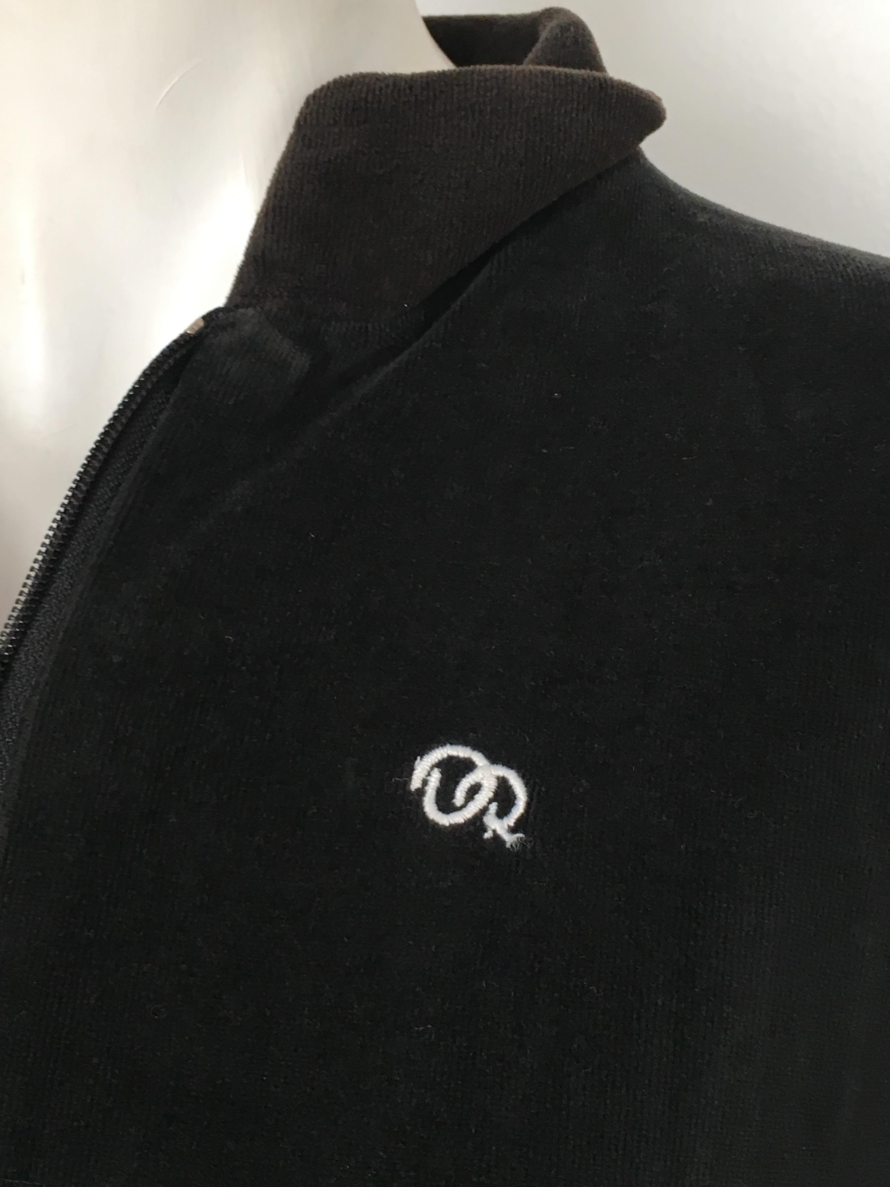 Oscar de la Renta 1980s Black Velour Active Wear Jacket Size Medium. For Sale 1