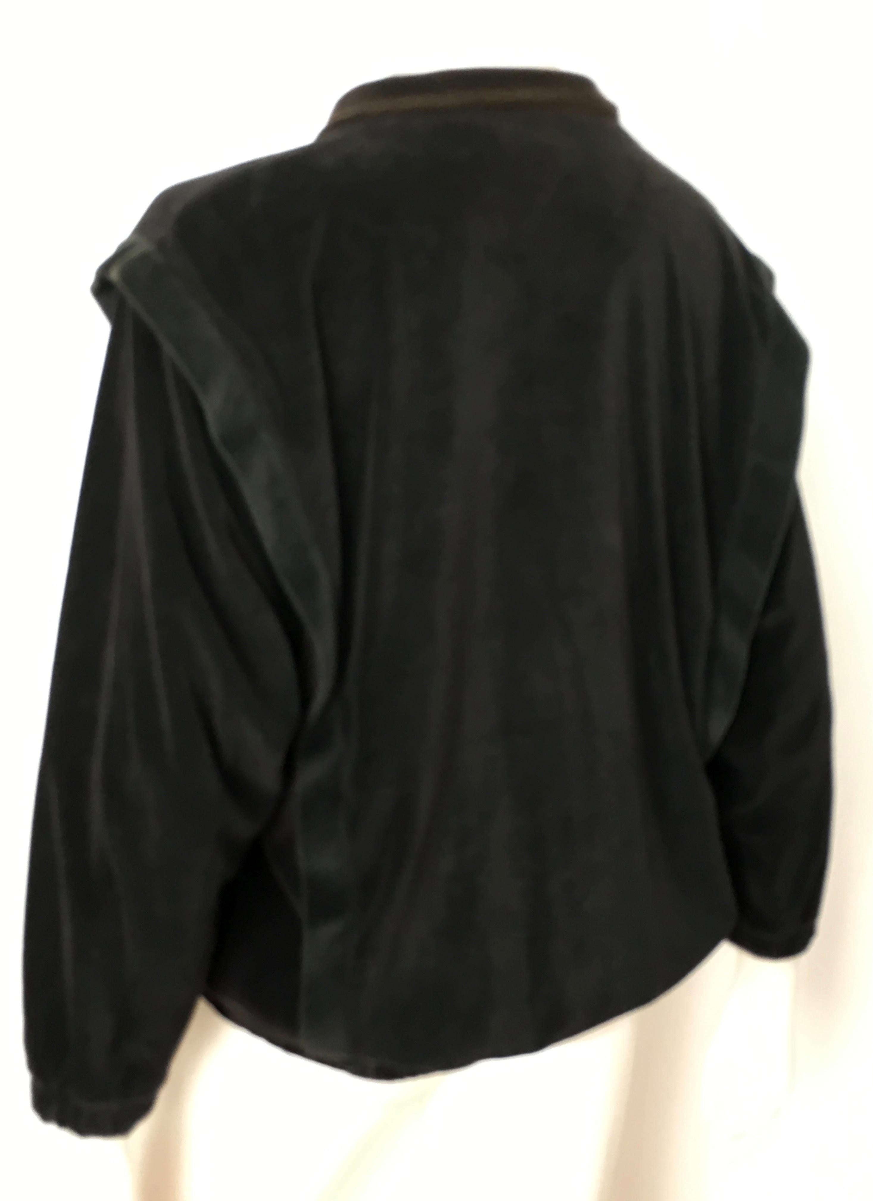 Oscar de la Renta 1980s Black Velour Active Wear Jacket Size Medium. For Sale 5