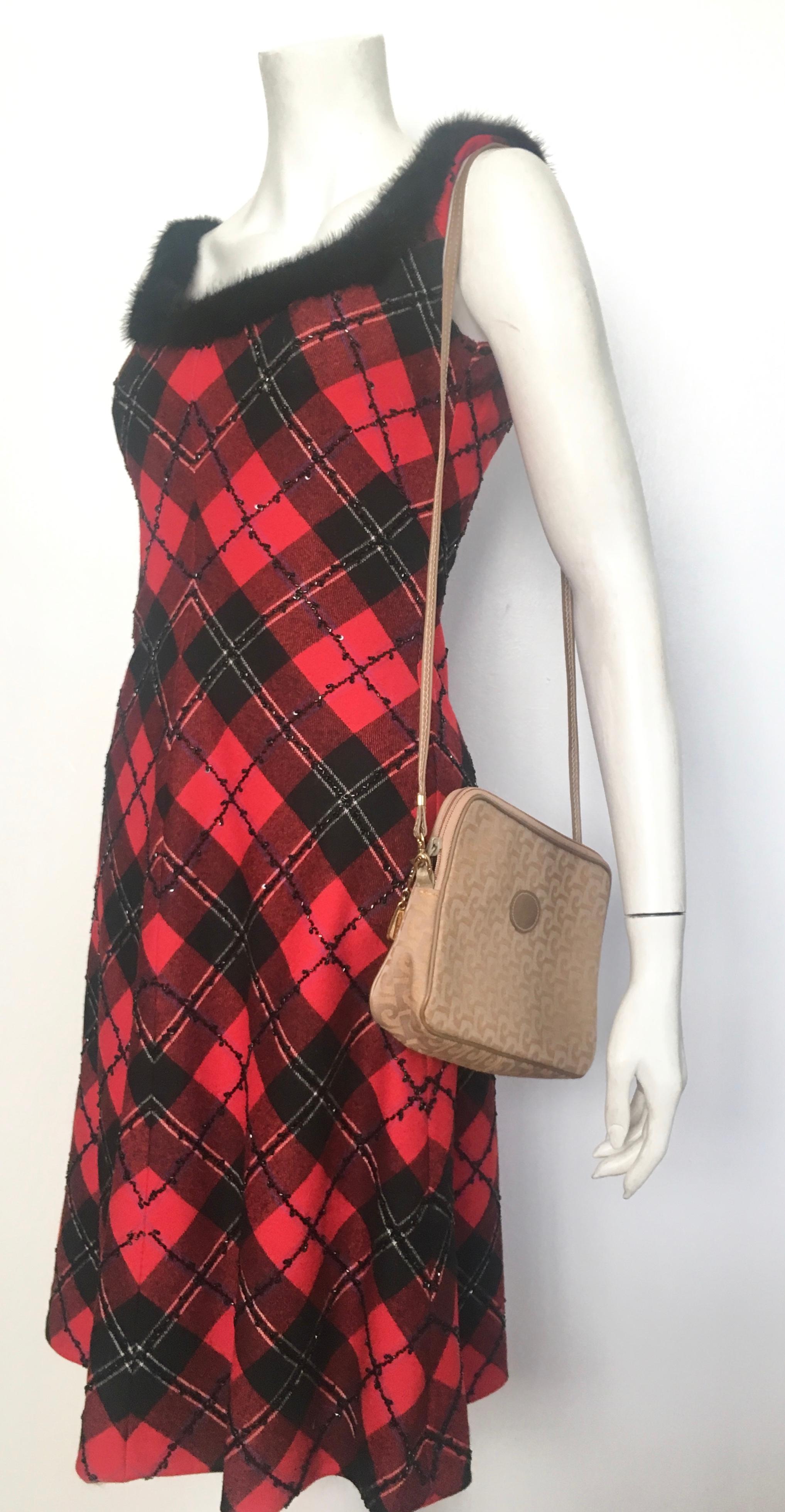 Bellville Sassoon Lorcan Mullany Plaid Wool Beaded with Mink Trim Dress Size 4. For Sale 10