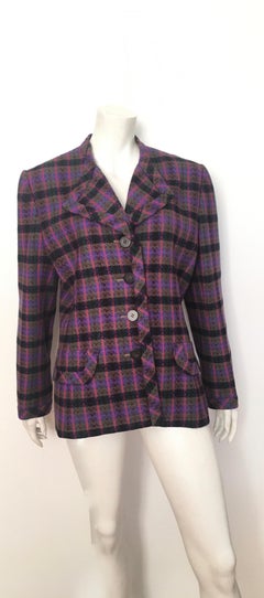 Oscar de la Renta 1980s Wool Button Jacket Size 16.