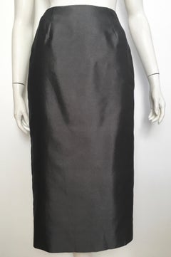 Donna Karan for Bergdorf Goodman 1990s Gray Silk Long Skirt Size 4.