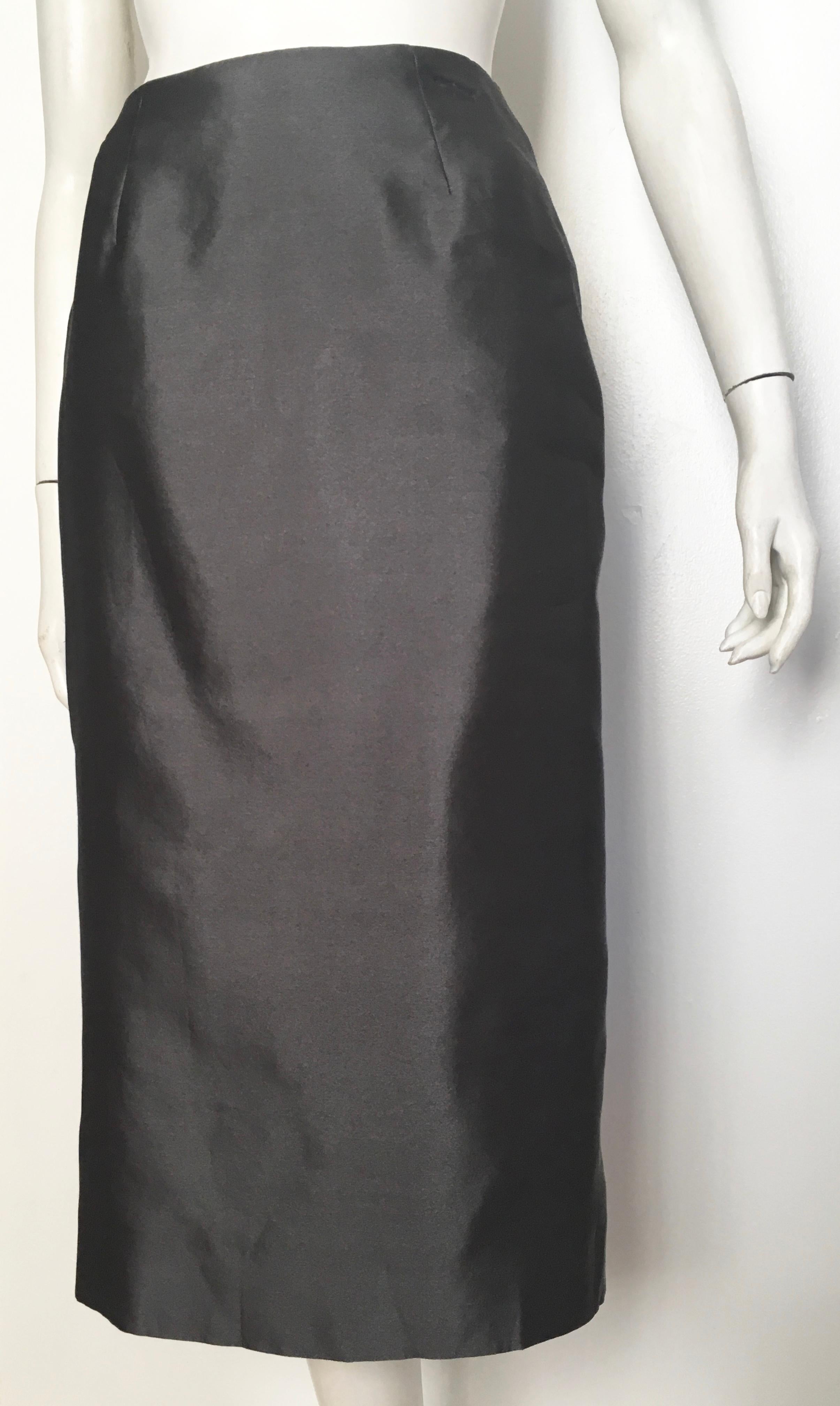 Donna Karan for Bergdorf Goodman 1990s Gray Silk Long Skirt Size 4. In Excellent Condition For Sale In Atlanta, GA