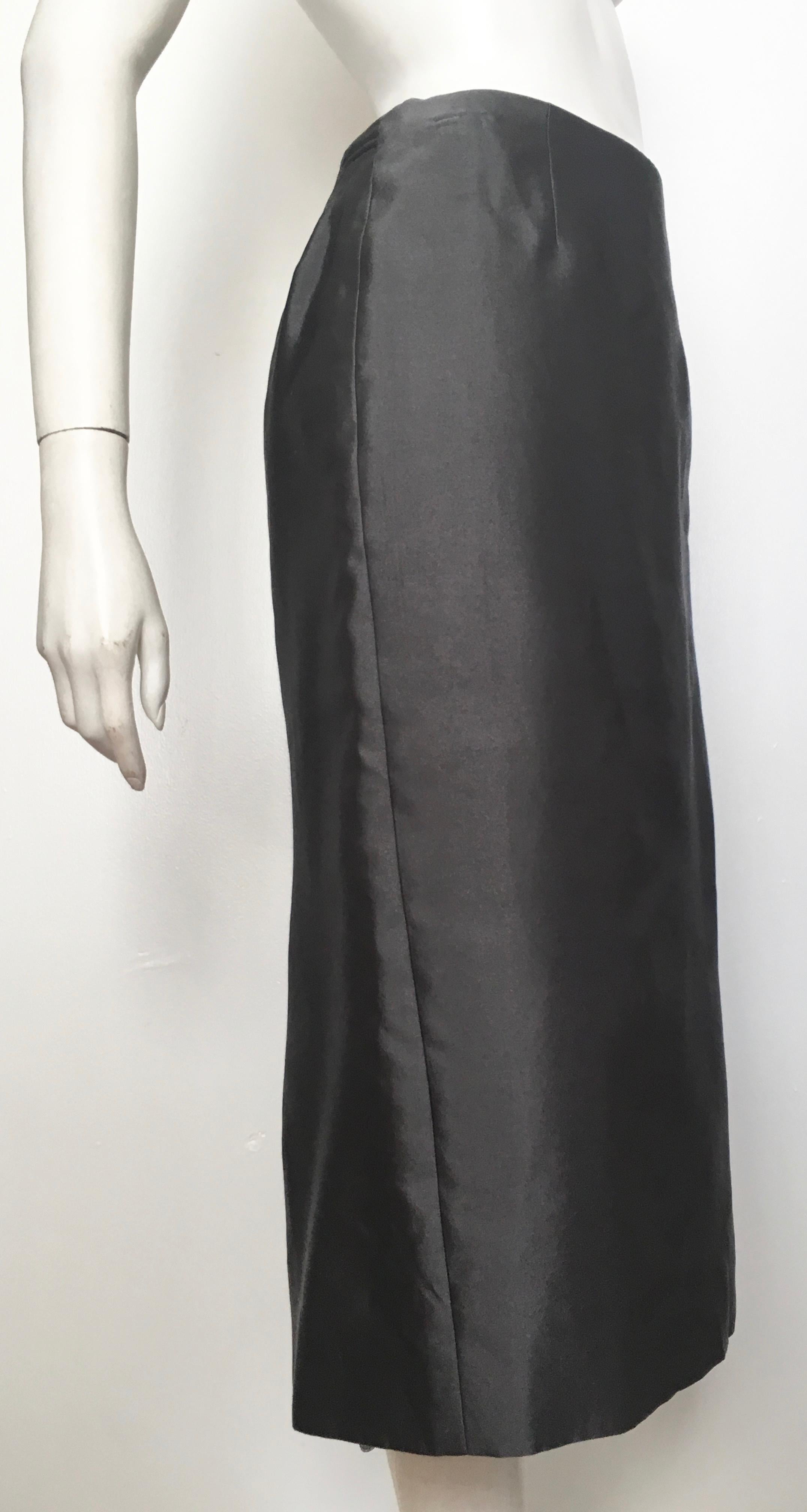 Women's or Men's Donna Karan for Bergdorf Goodman 1990s Gray Silk Long Skirt Size 4. For Sale