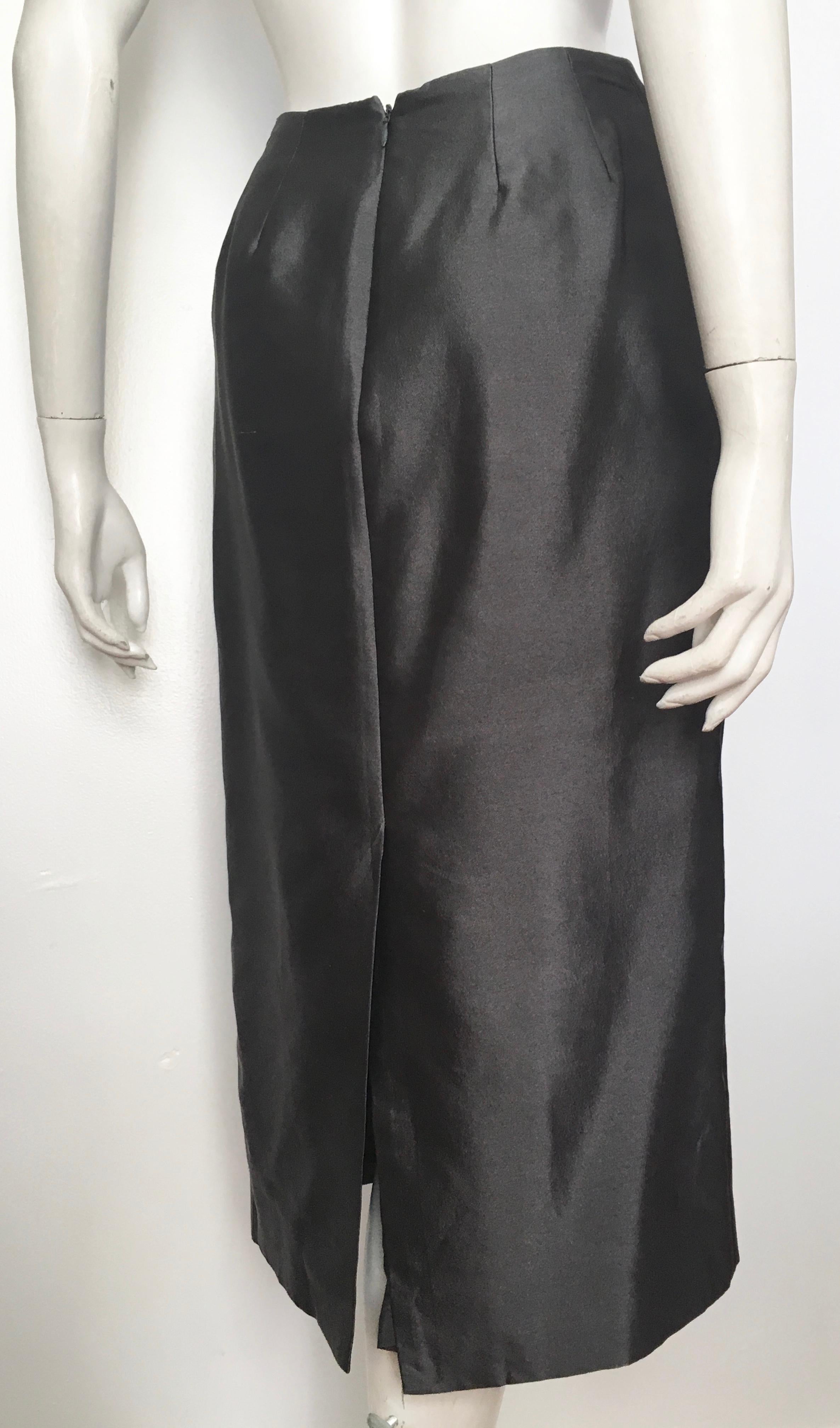 Donna Karan for Bergdorf Goodman 1990s Gray Silk Long Skirt Size 4. For Sale 1