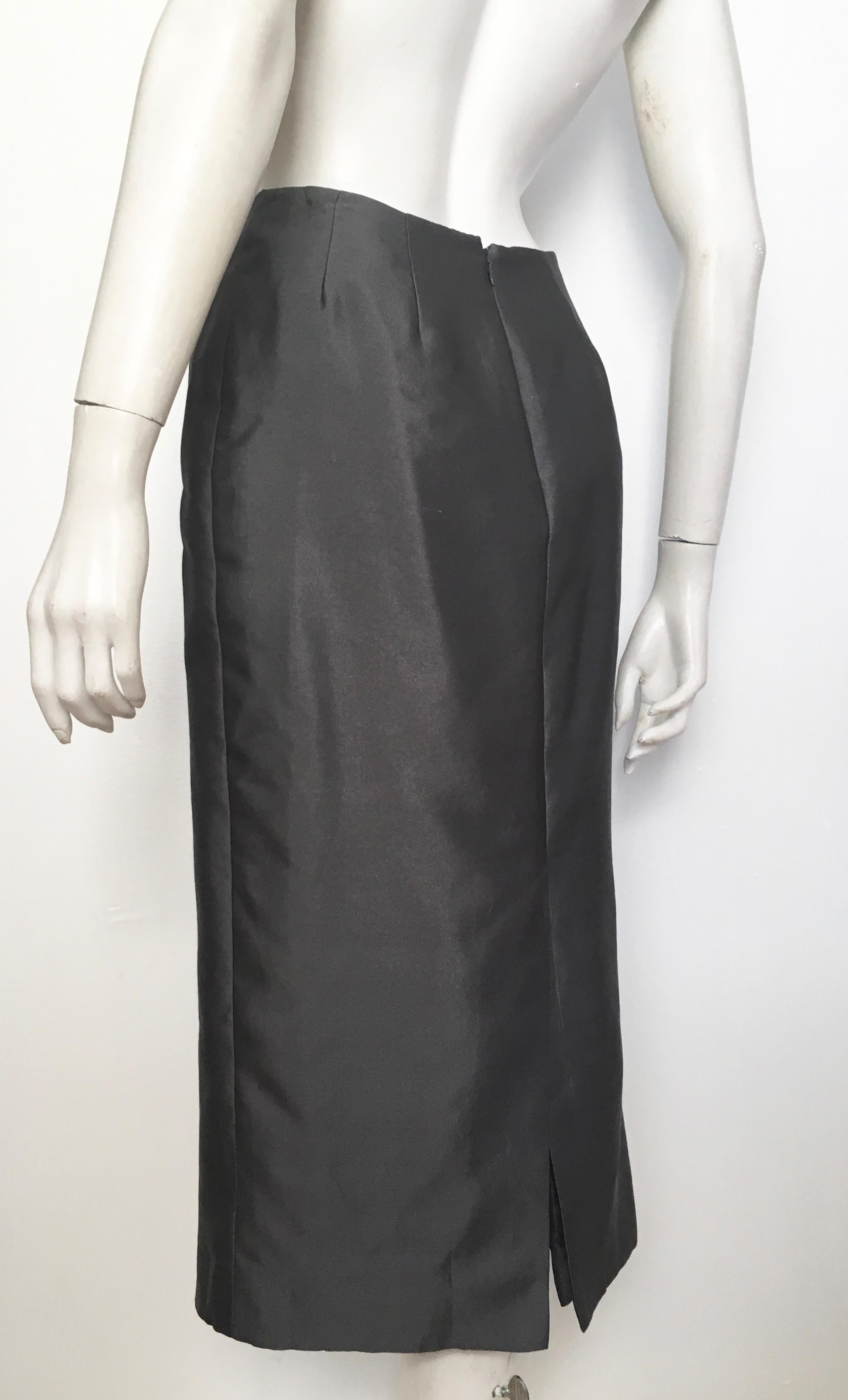 Donna Karan for Bergdorf Goodman 1990s Gray Silk Long Skirt Size 4. For Sale 3