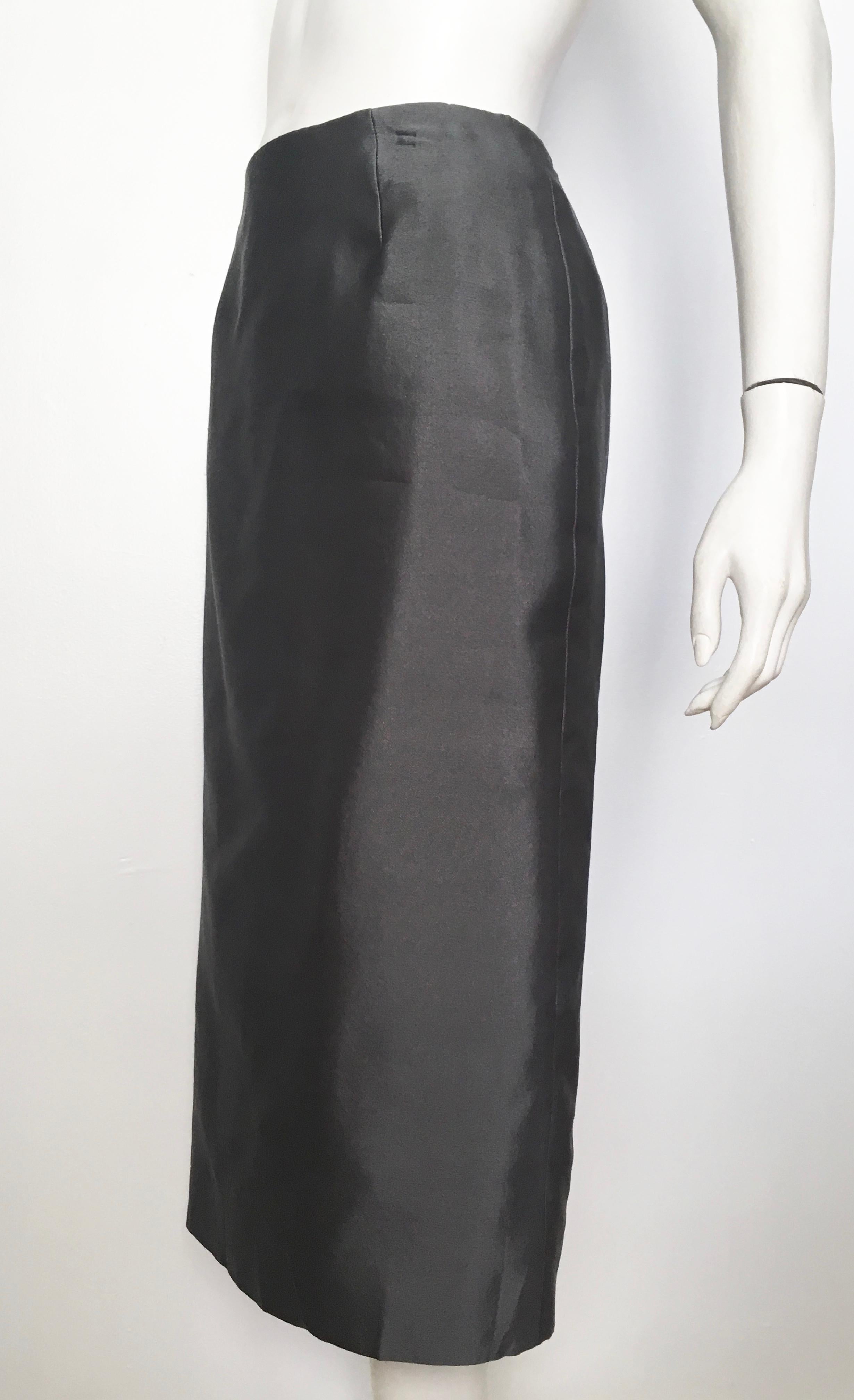 Donna Karan for Bergdorf Goodman 1990s Gray Silk Long Skirt Size 4. For Sale 5