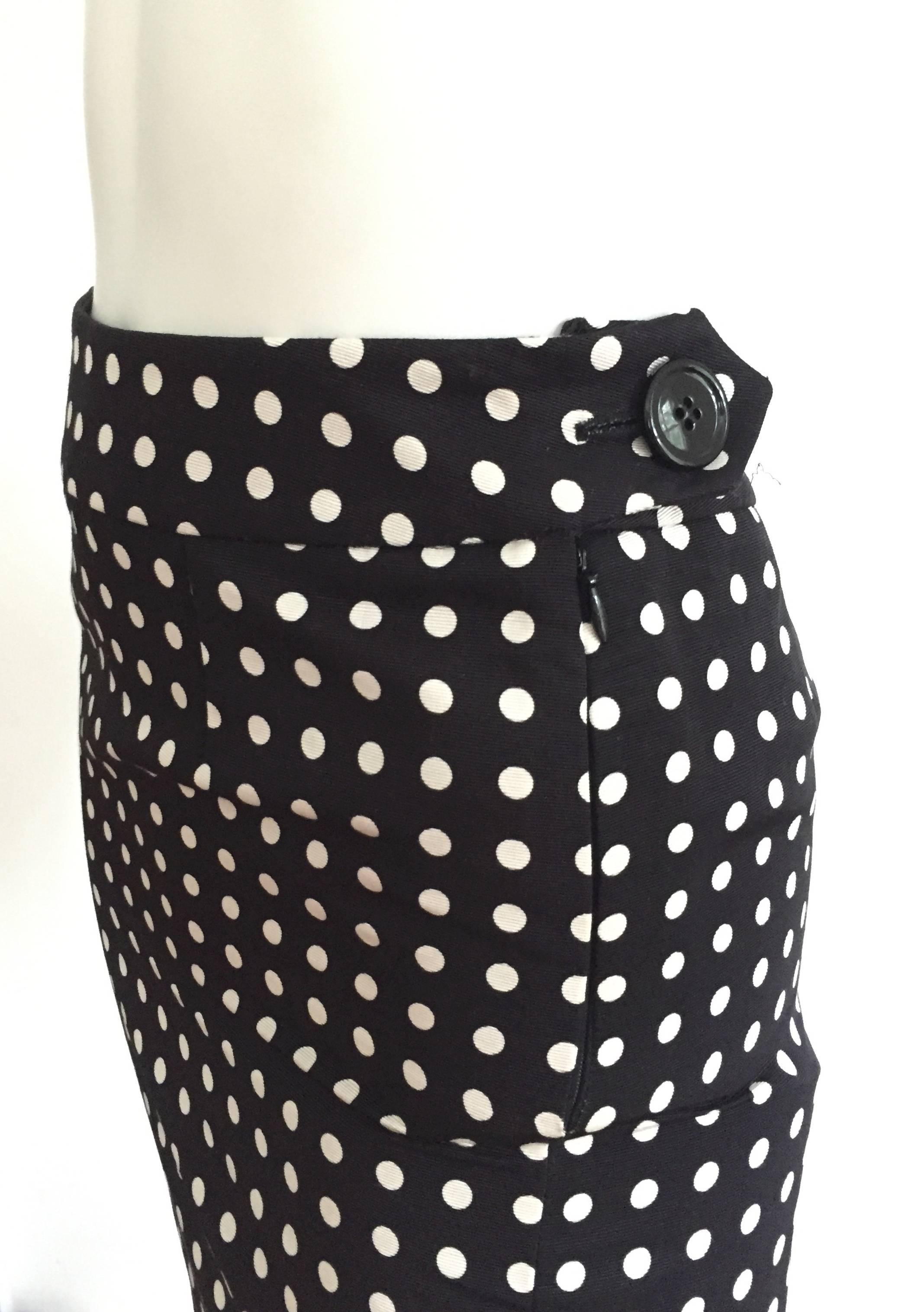 Black Yves Saint Laurent Polka Dot Skirt Size 4.