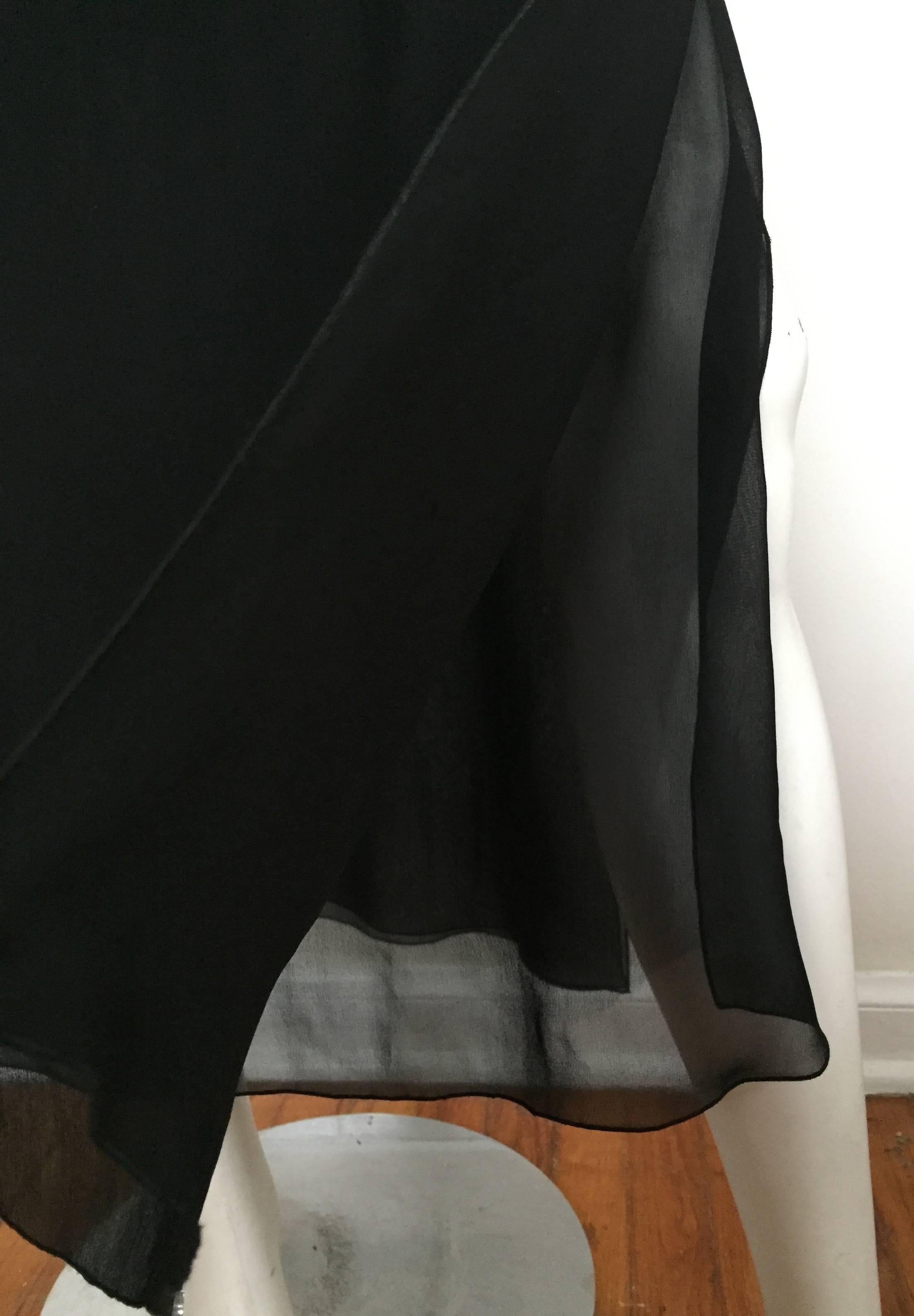 Women's Valentino 1980s Black Silk Long Skirt Size 6.