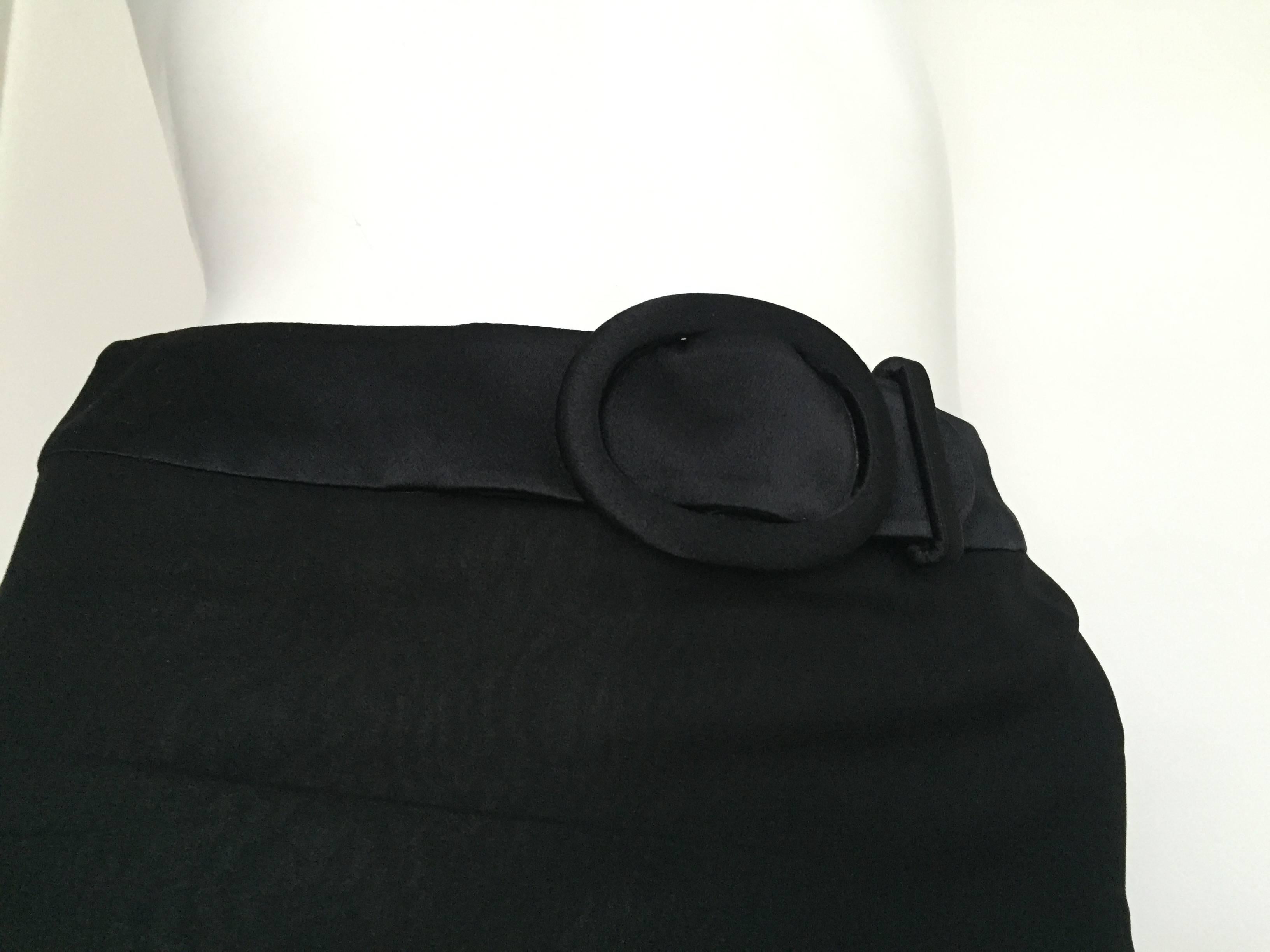 Valentino 1980s Black Silk Long Skirt Size 6. 1